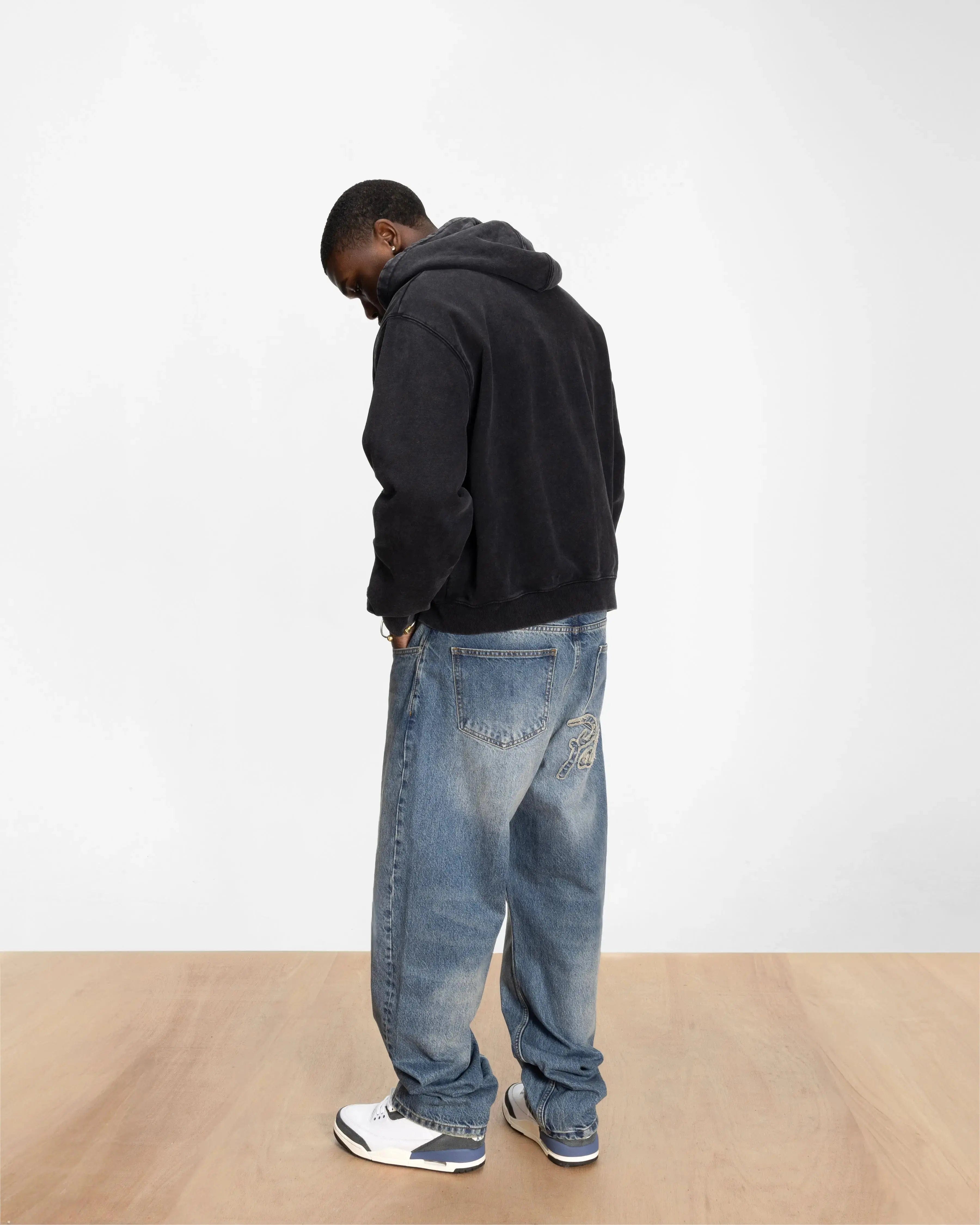 Patta Loopback Logo Zip Hooded Sweater (Moonless Night)