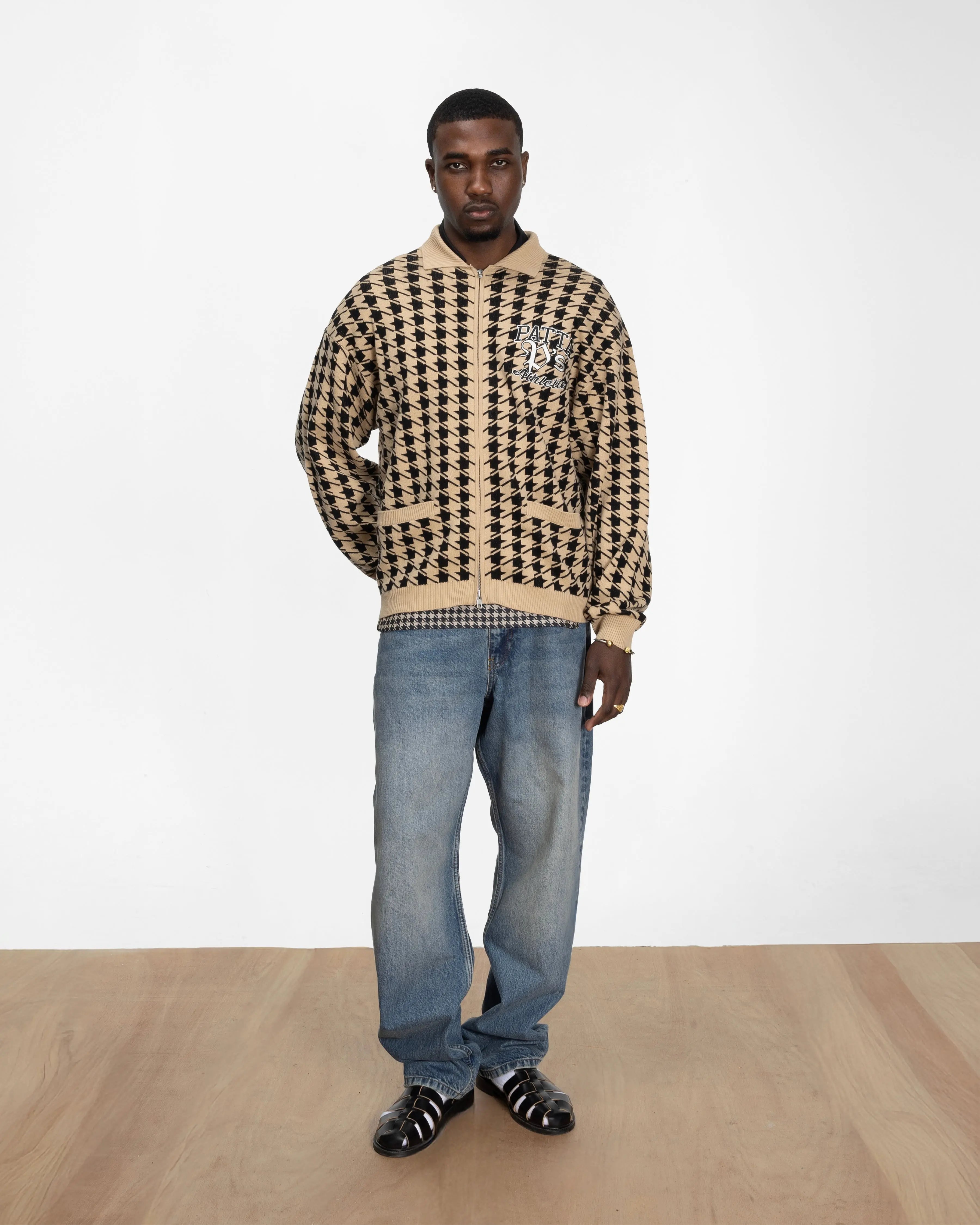 Patta Houndstooth Cardigan (Irish Cream)