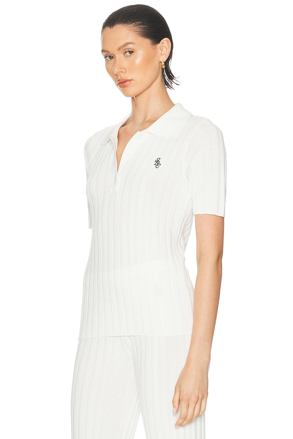 Sporty & Rich SRC Ribbed Polo Top