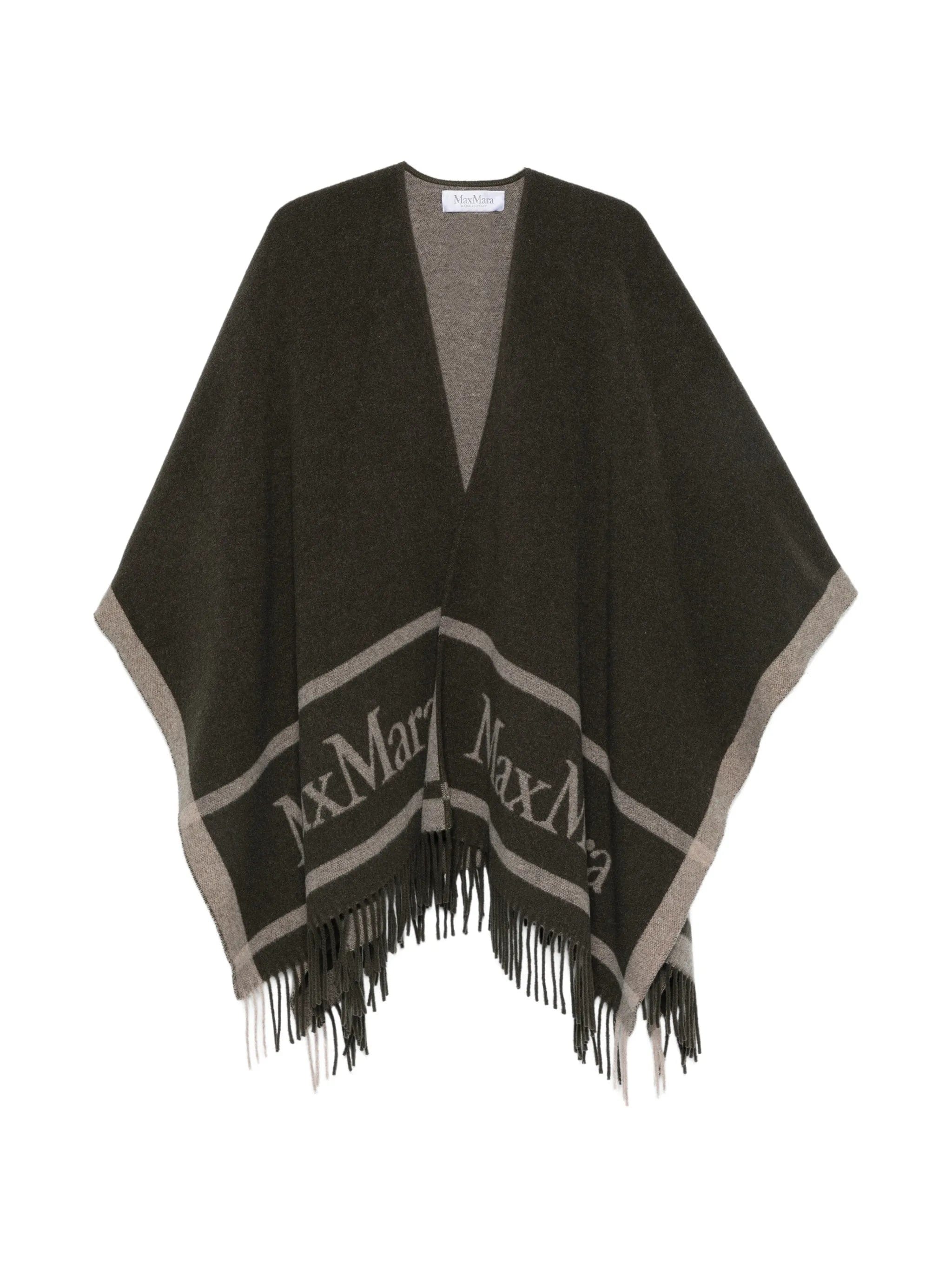 Max Mara logo - print fringed poncho