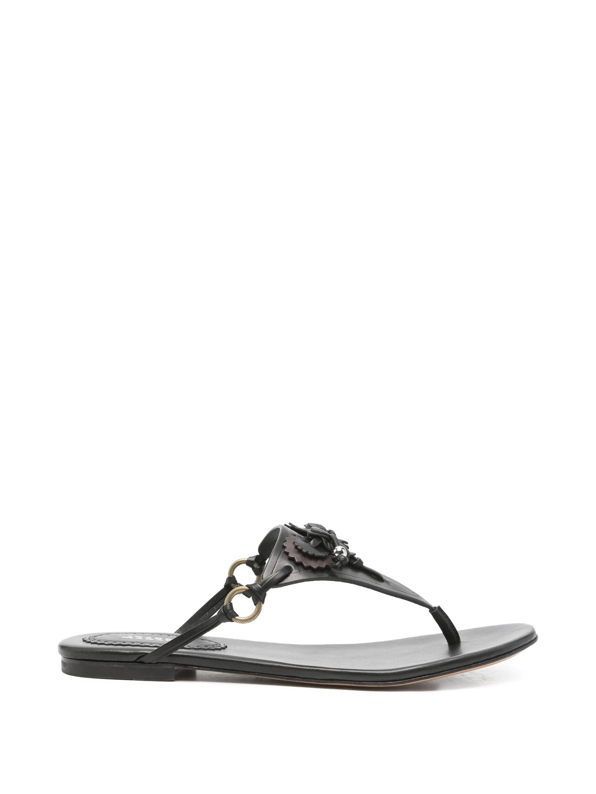 Isabel Marant Elato leather flowers - detail flat sandals