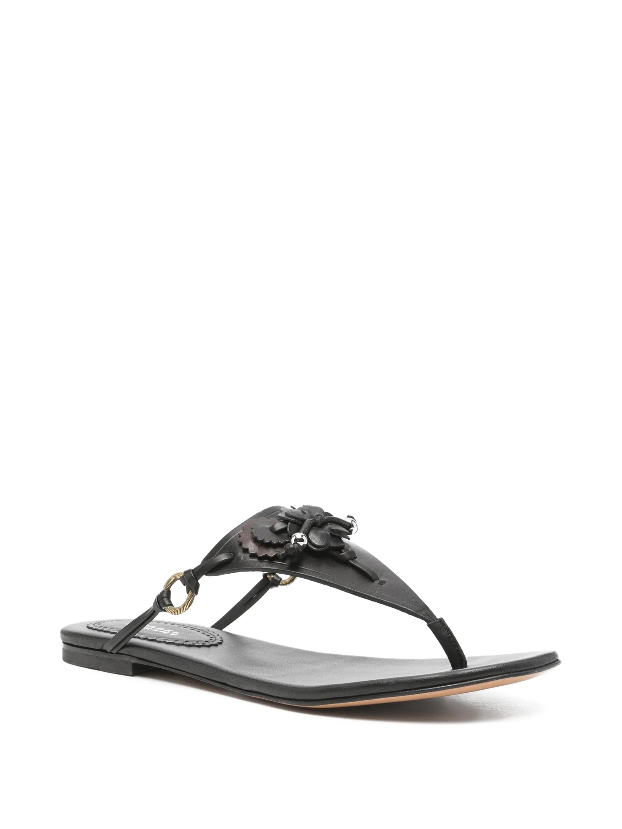 Isabel Marant Elato leather flowers - detail flat sandals
