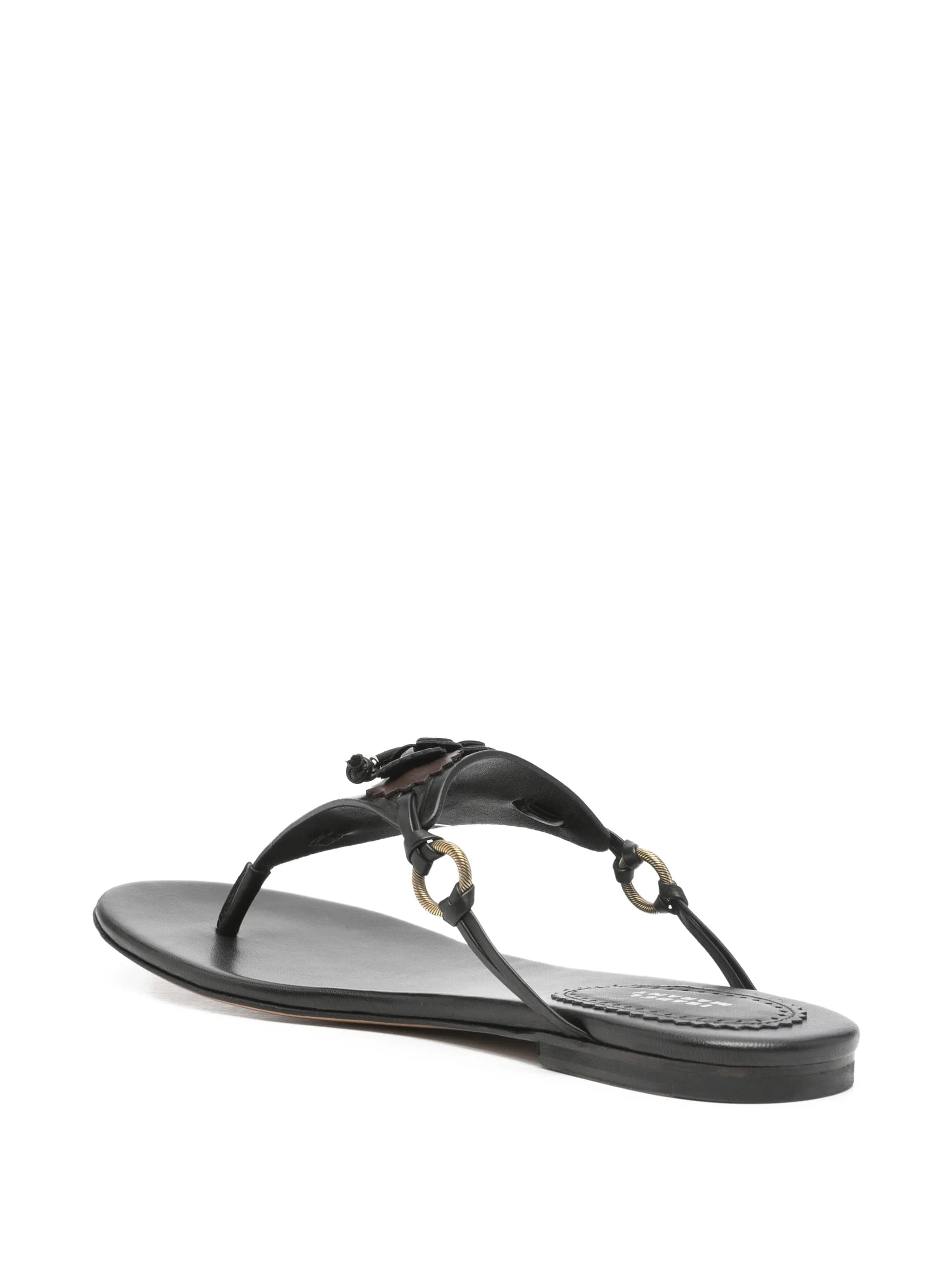 Isabel Marant Elato leather flowers - detail flat sandals