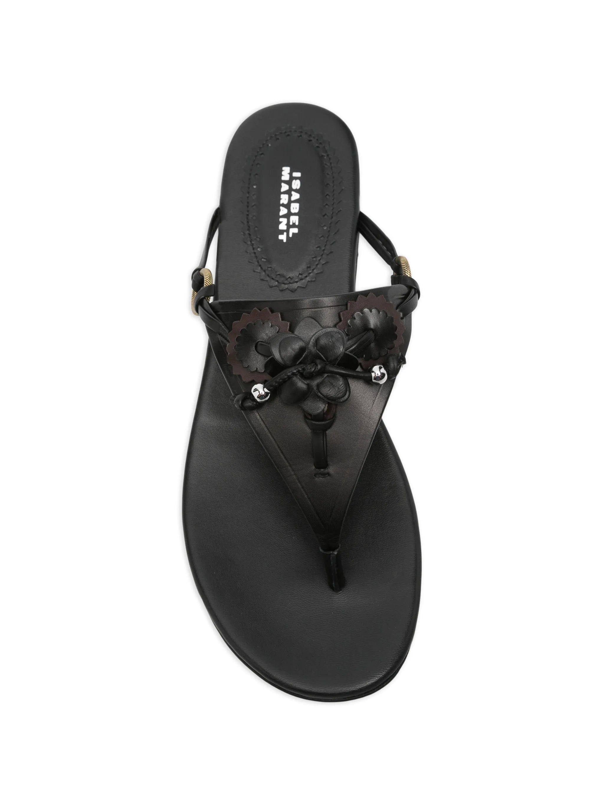 Isabel Marant Elato leather flowers - detail flat sandals