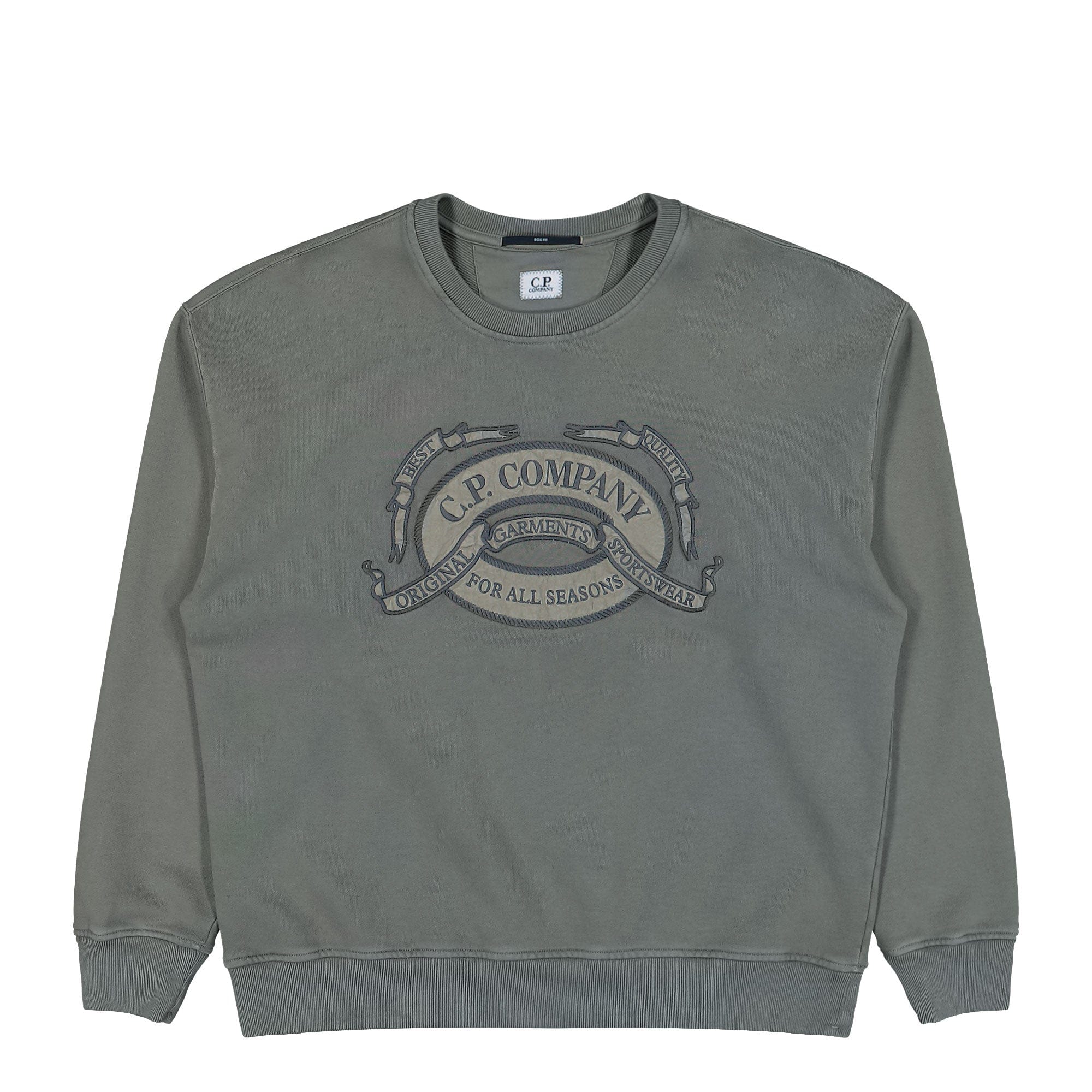 C.P. Company Diagonal Fleece Boxy Logo Crewneck Sweatshirt