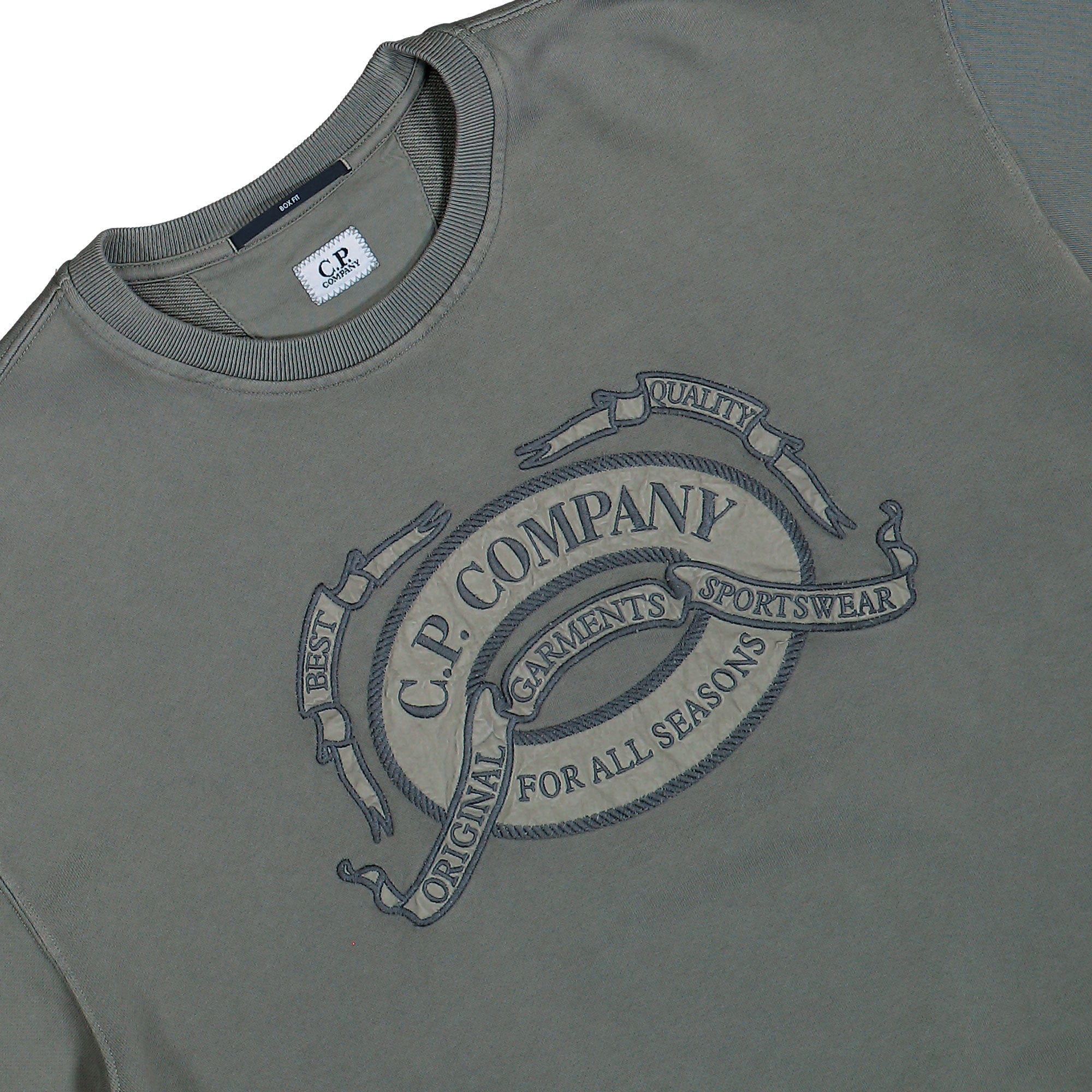 C.P. Company Diagonal Fleece Boxy Logo Crewneck Sweatshirt