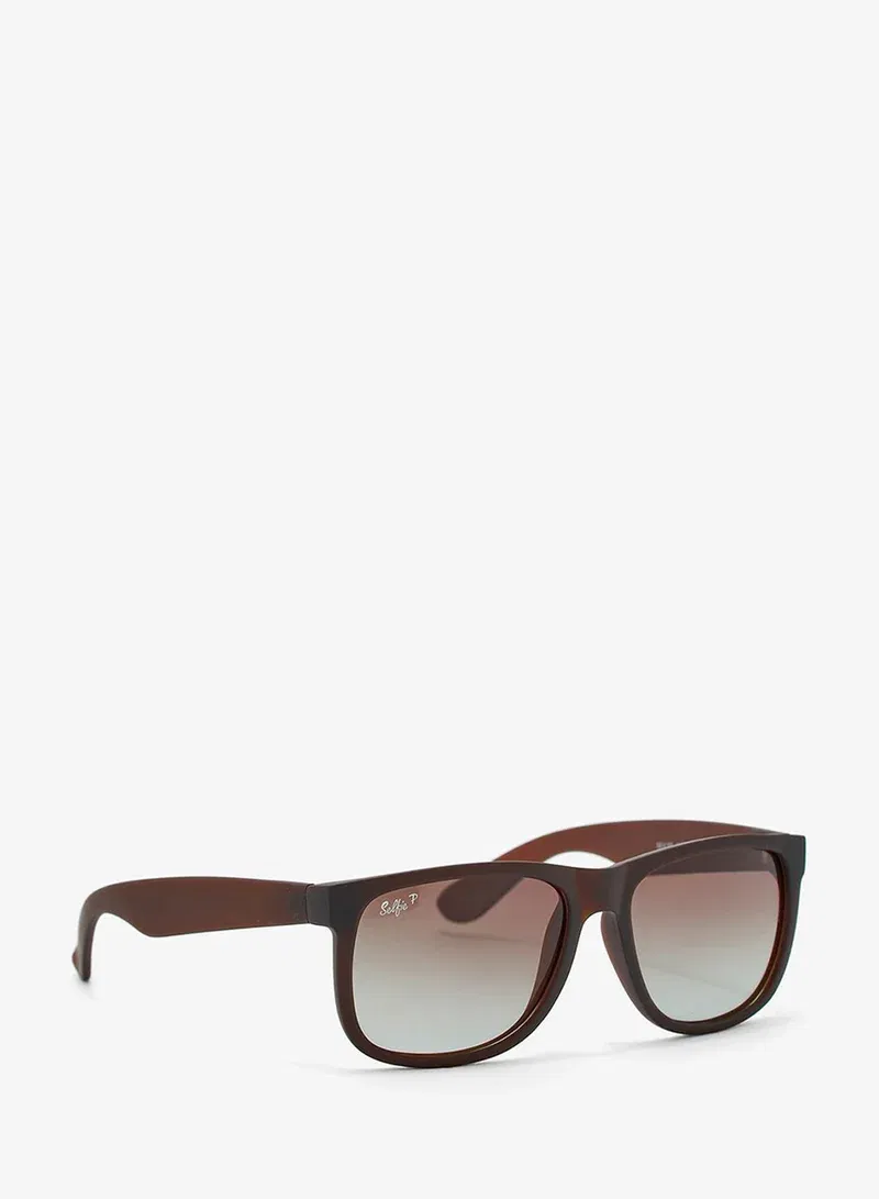 Selfie Polarized Rectangular Brown Sunglasses, SE4165 - 002 | Best Price UAE