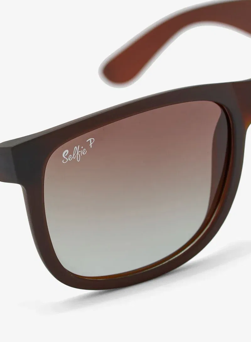 Selfie Polarized Rectangular Brown Sunglasses, SE4165 - 002 | Best Price UAE
