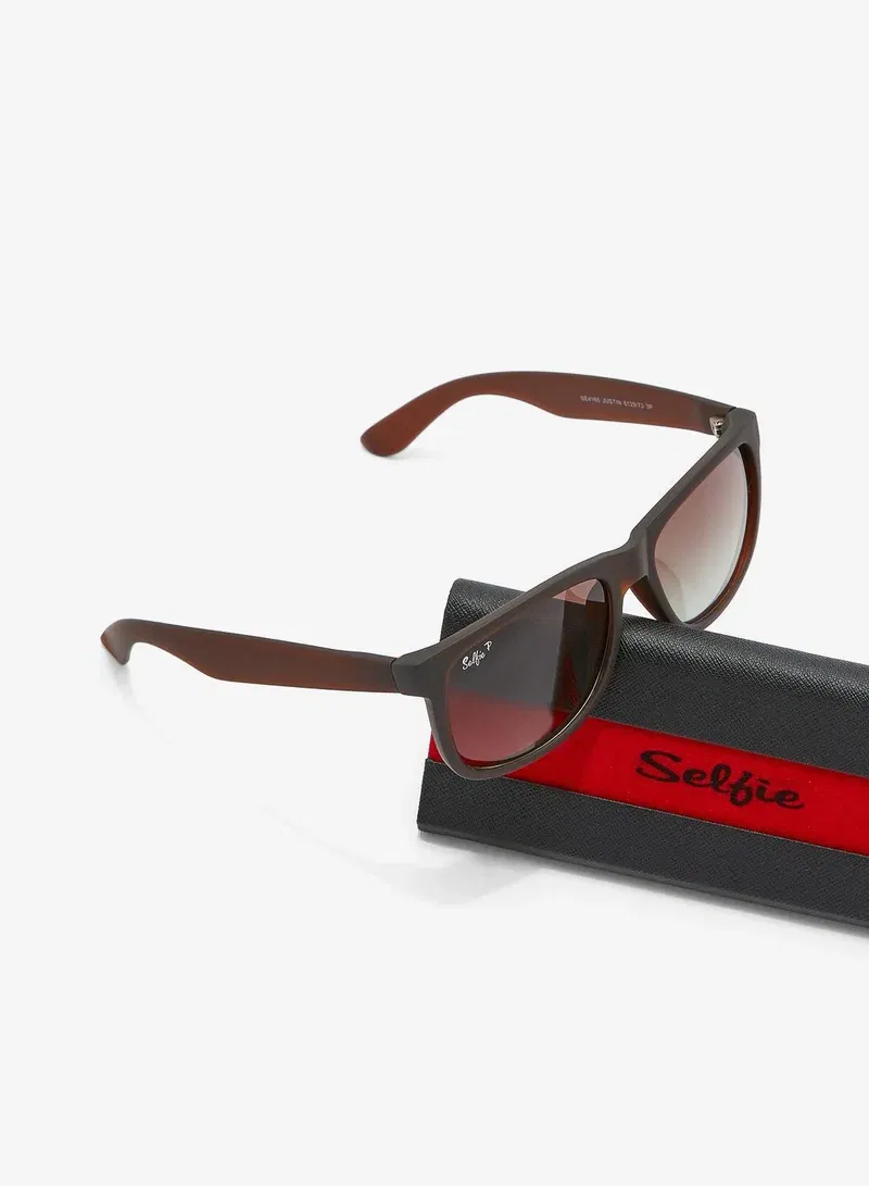 Selfie Polarized Rectangular Brown Sunglasses, SE4165 - 002 | Best Price UAE