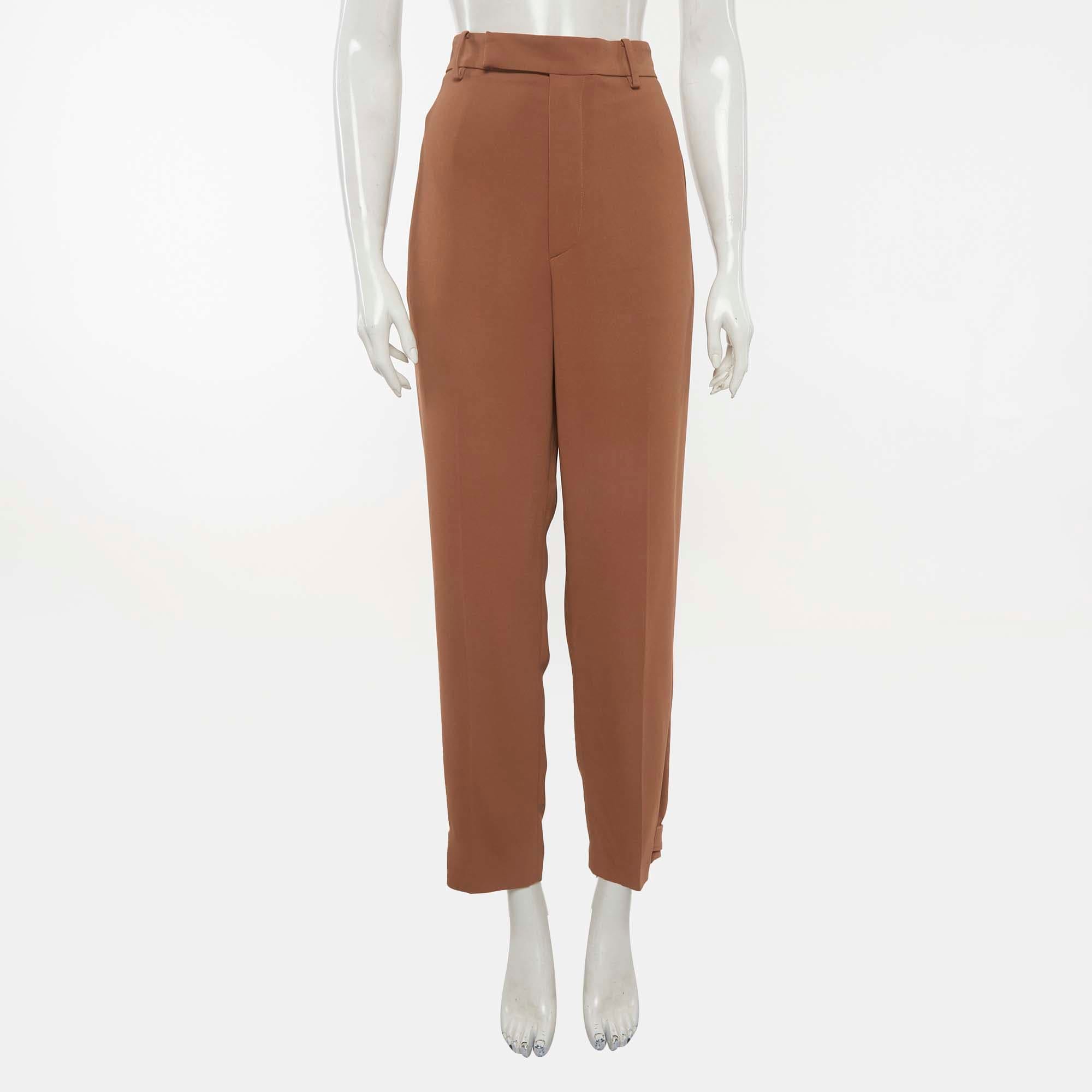 Ralph Lauren Purple Label Brown Crepe Zip Up Trousers