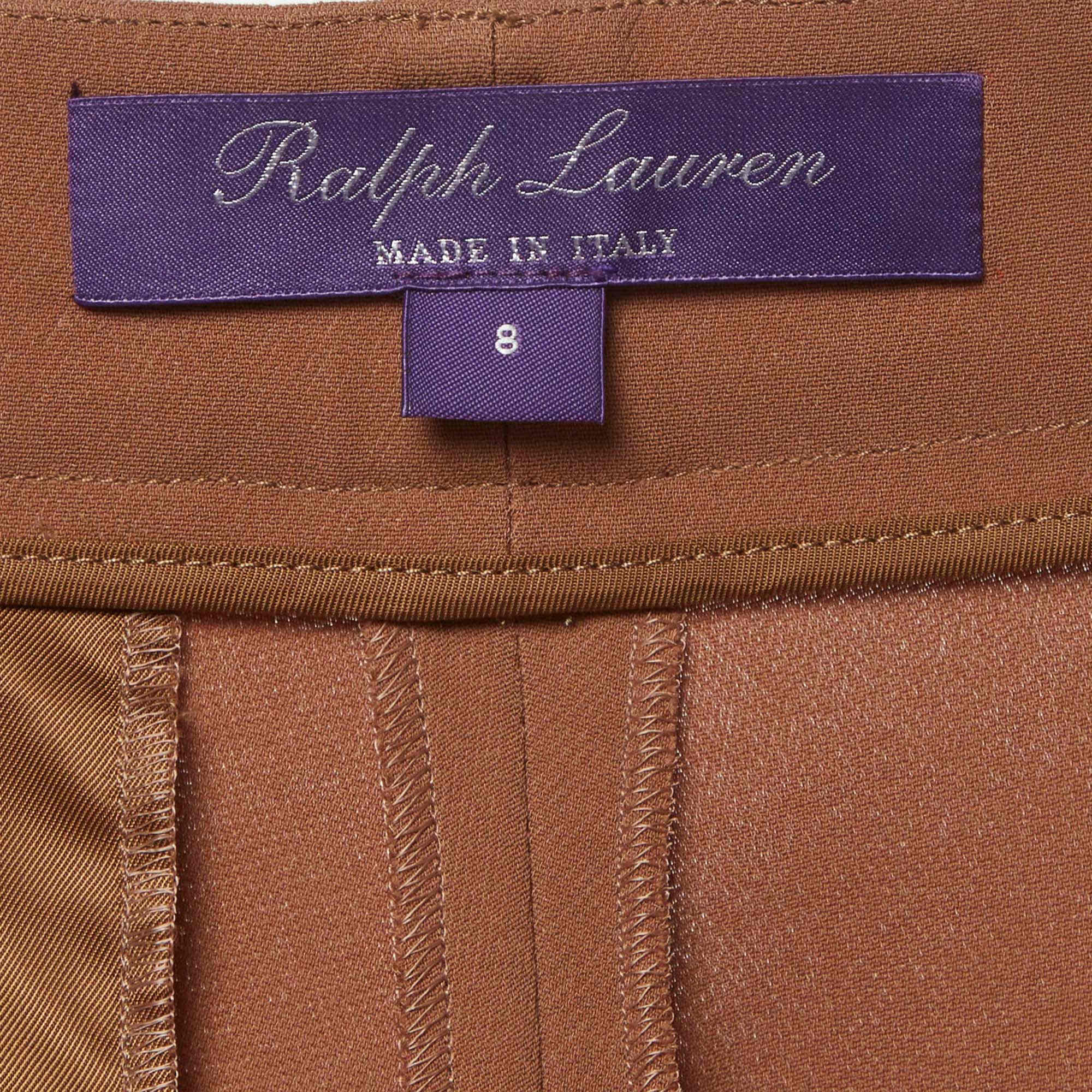 Ralph Lauren Purple Label Brown Crepe Zip Up Trousers