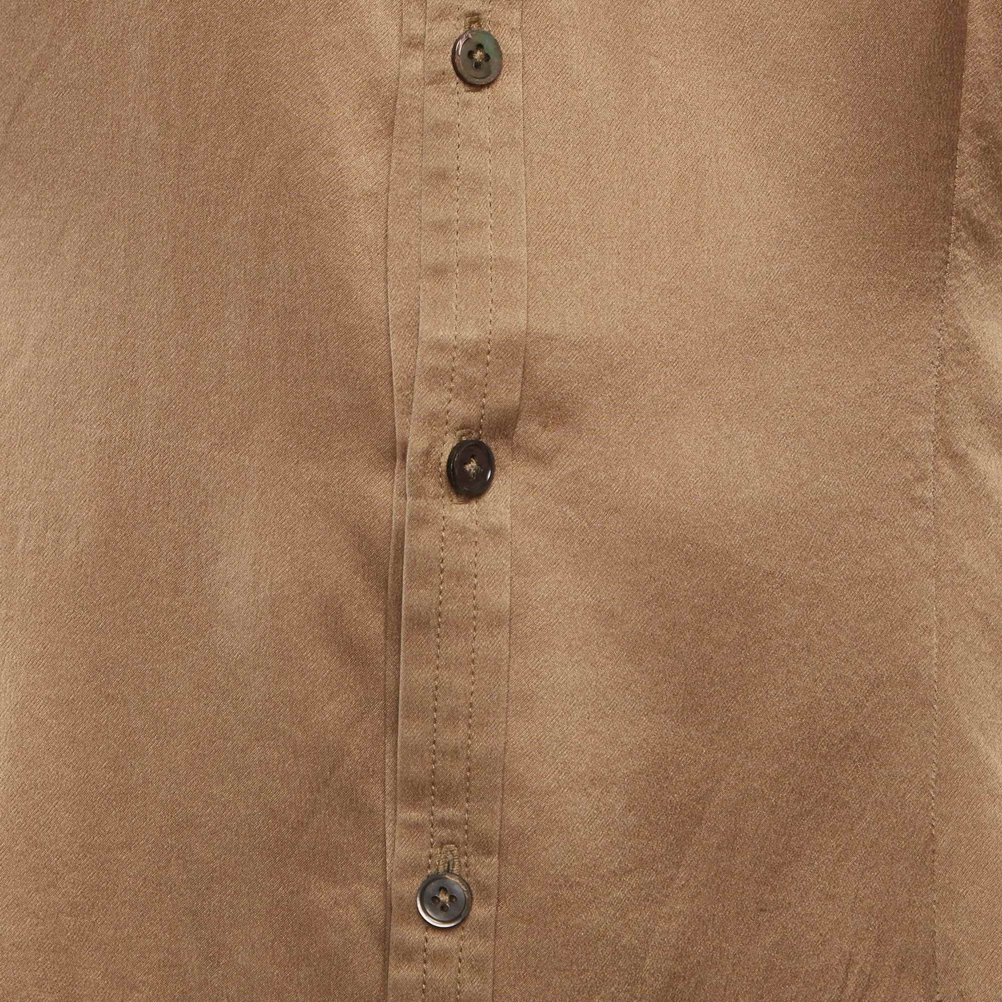 Ralph Lauren Purple Label Brown Satin Button Up Shirt