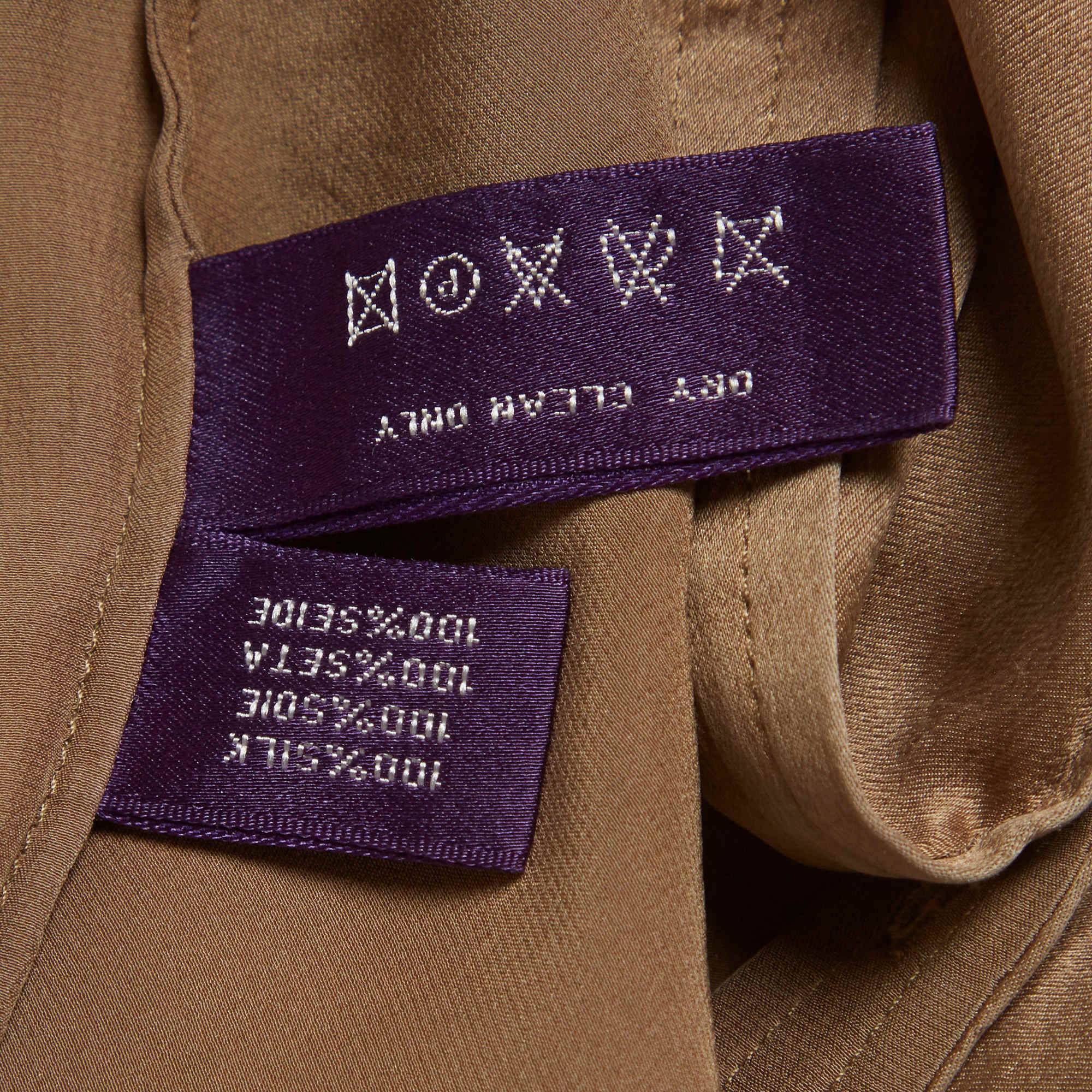 Ralph Lauren Purple Label Brown Satin Button Up Shirt