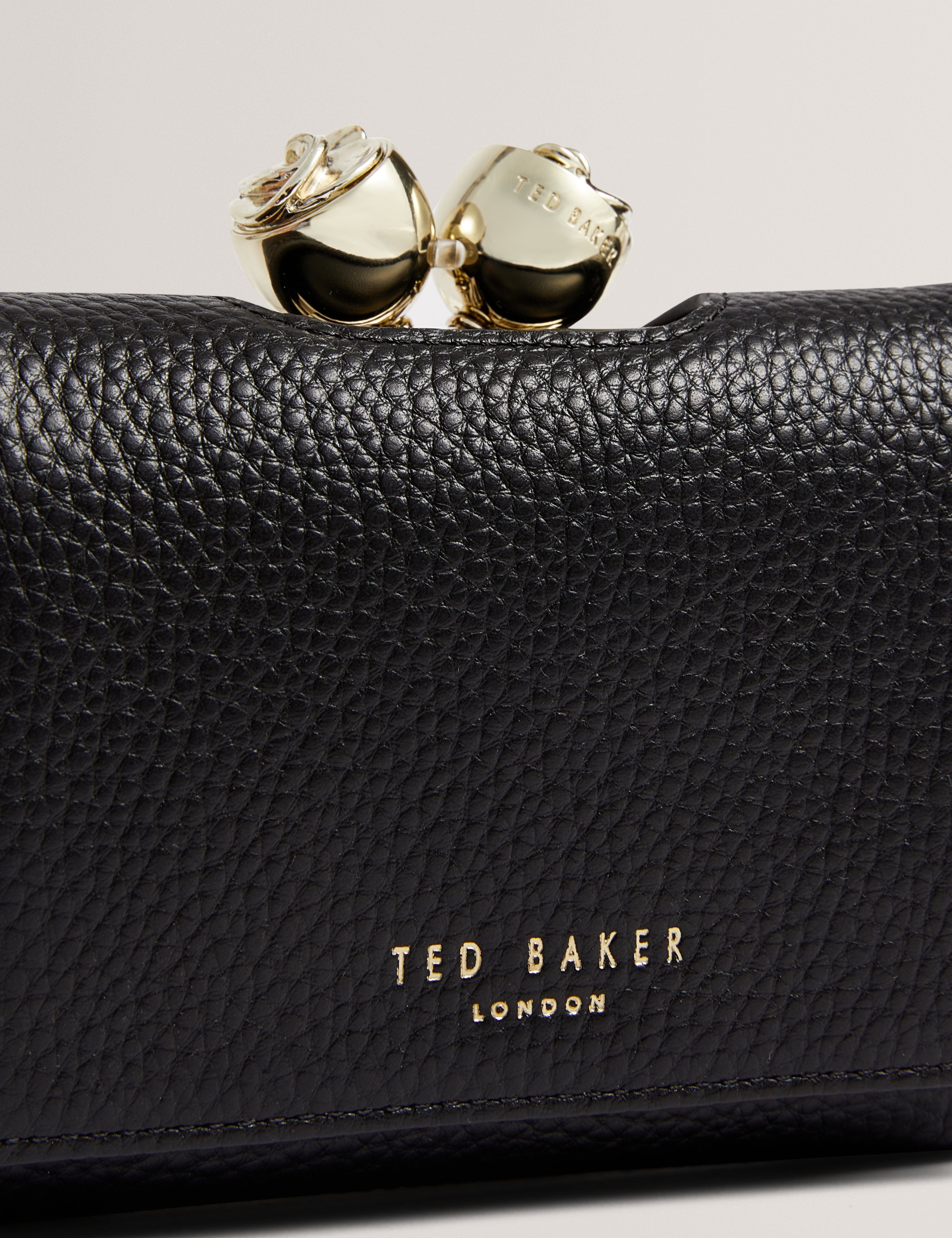 Ted Baker Roosa Rose Detail Leather Small Bobb Purse Black