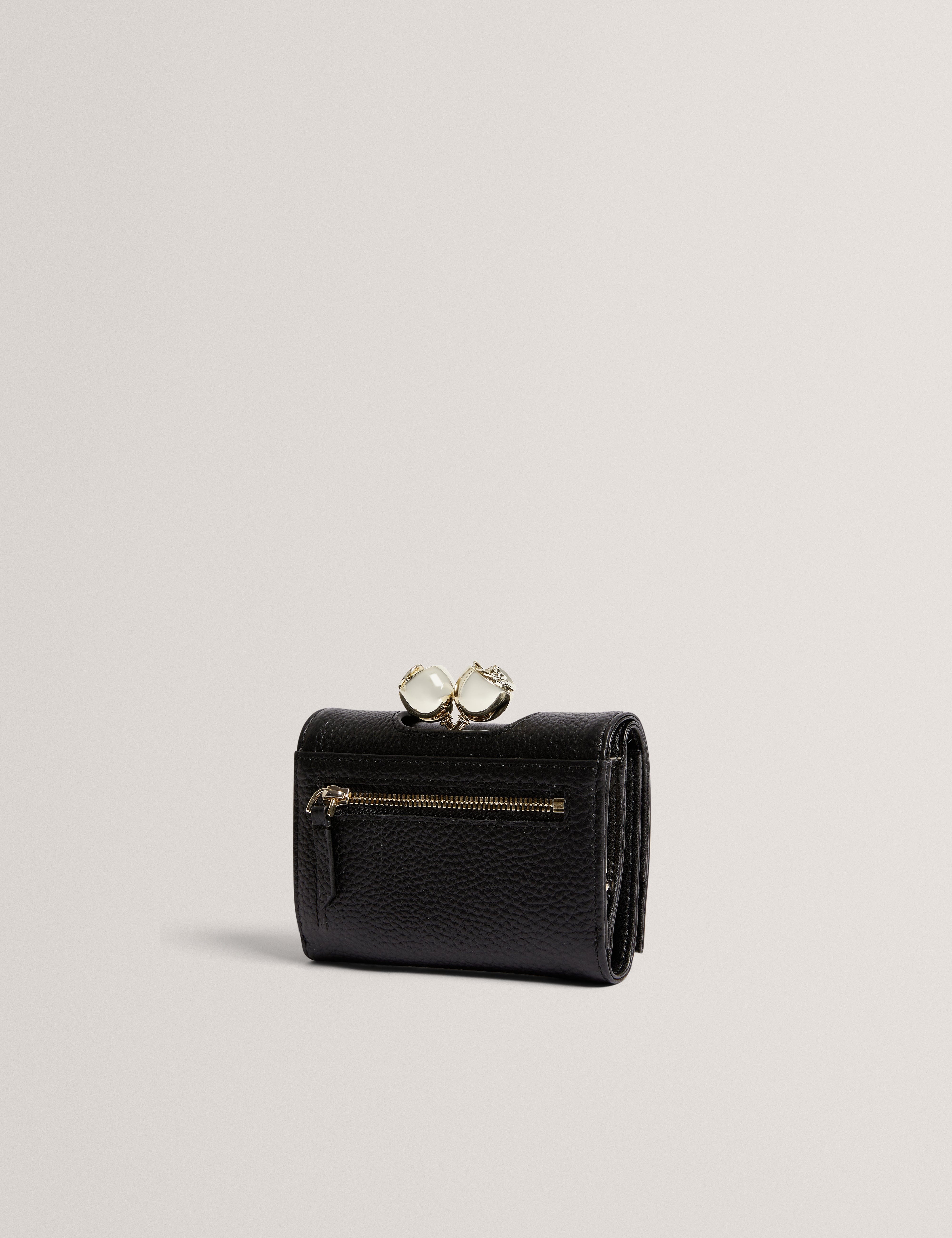 Ted Baker Roosa Rose Detail Leather Small Bobb Purse Black