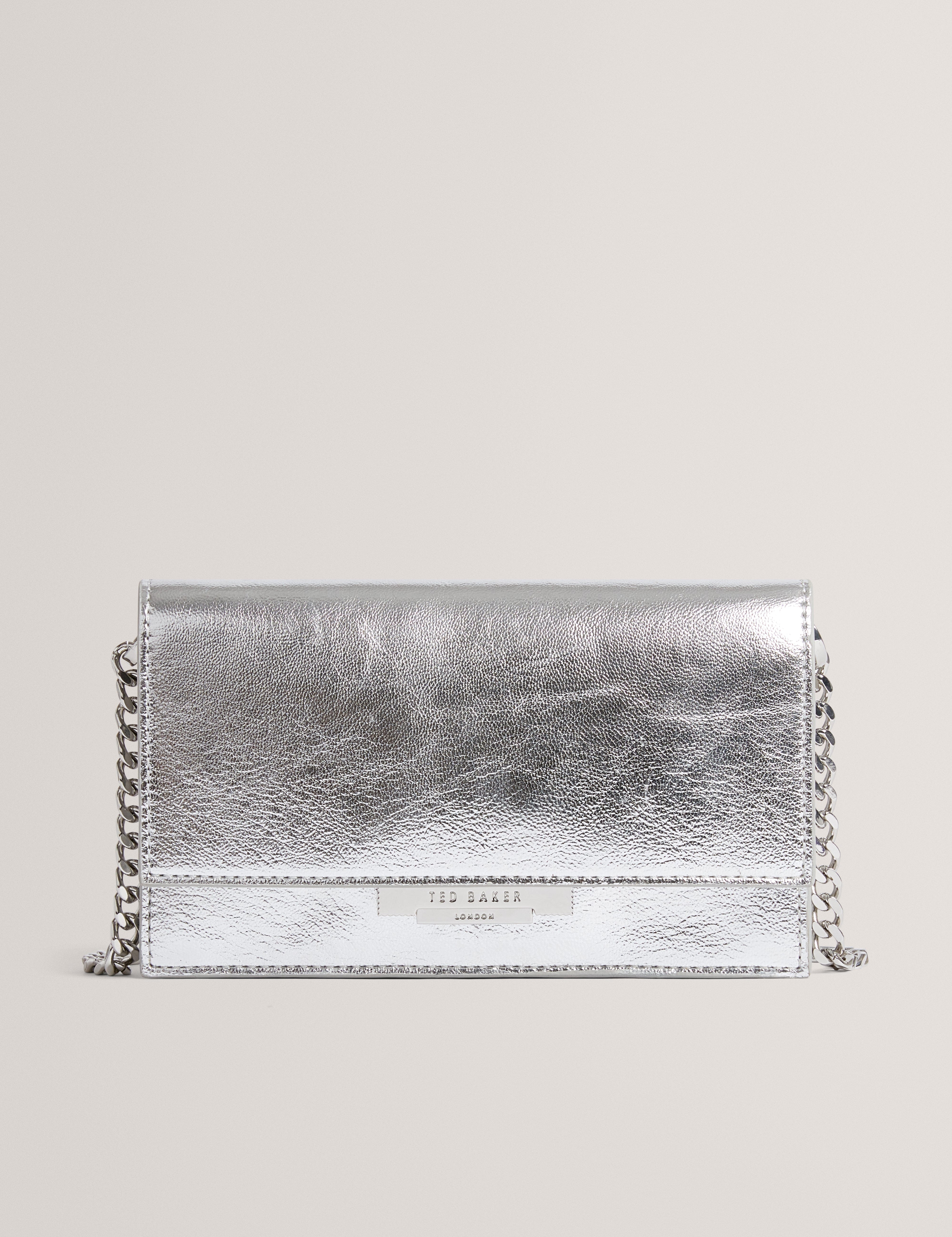 Ted Baker Mahiria Lock Detail Purse On A Chain Silver - Col