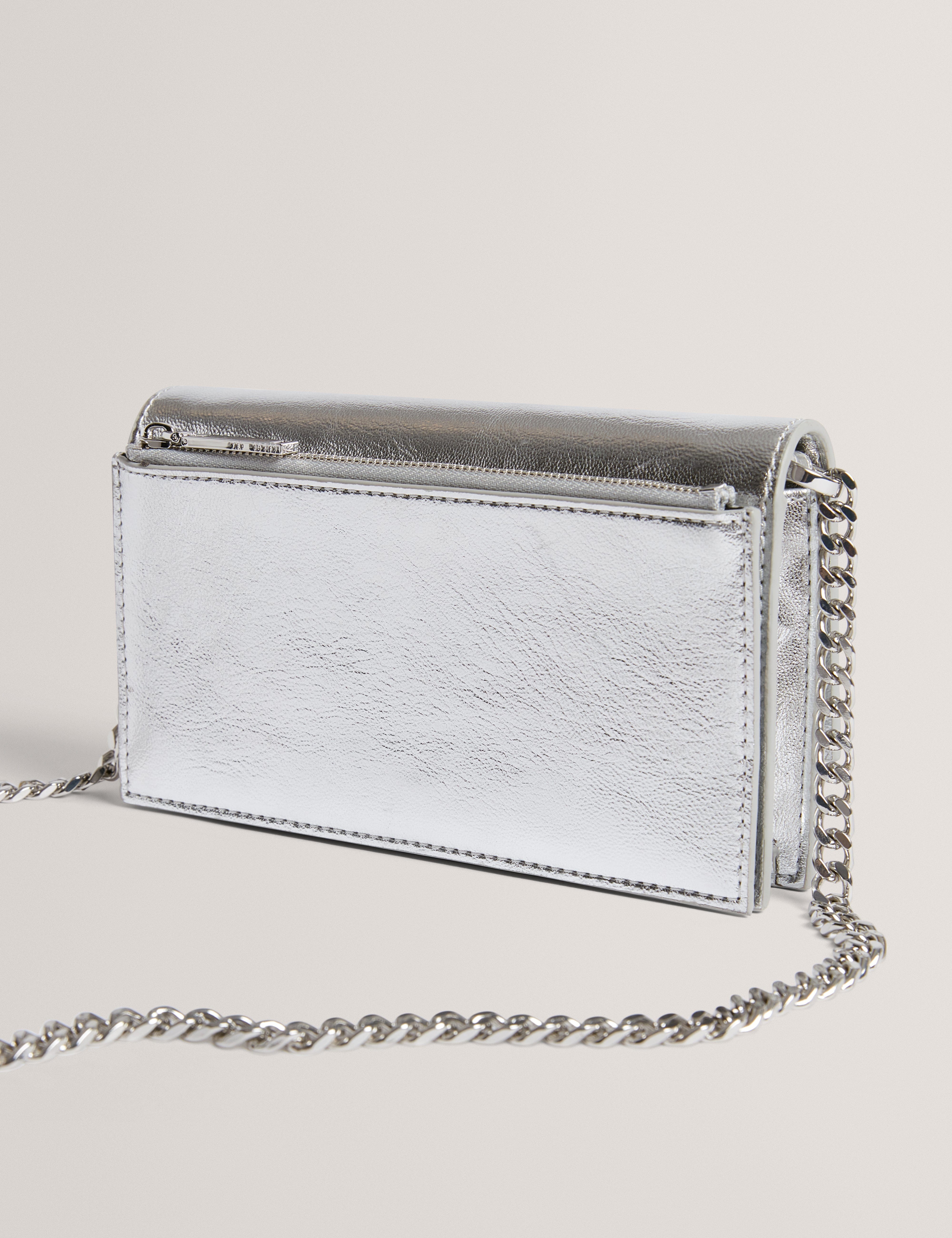 Ted Baker Mahiria Lock Detail Purse On A Chain Silver - Col