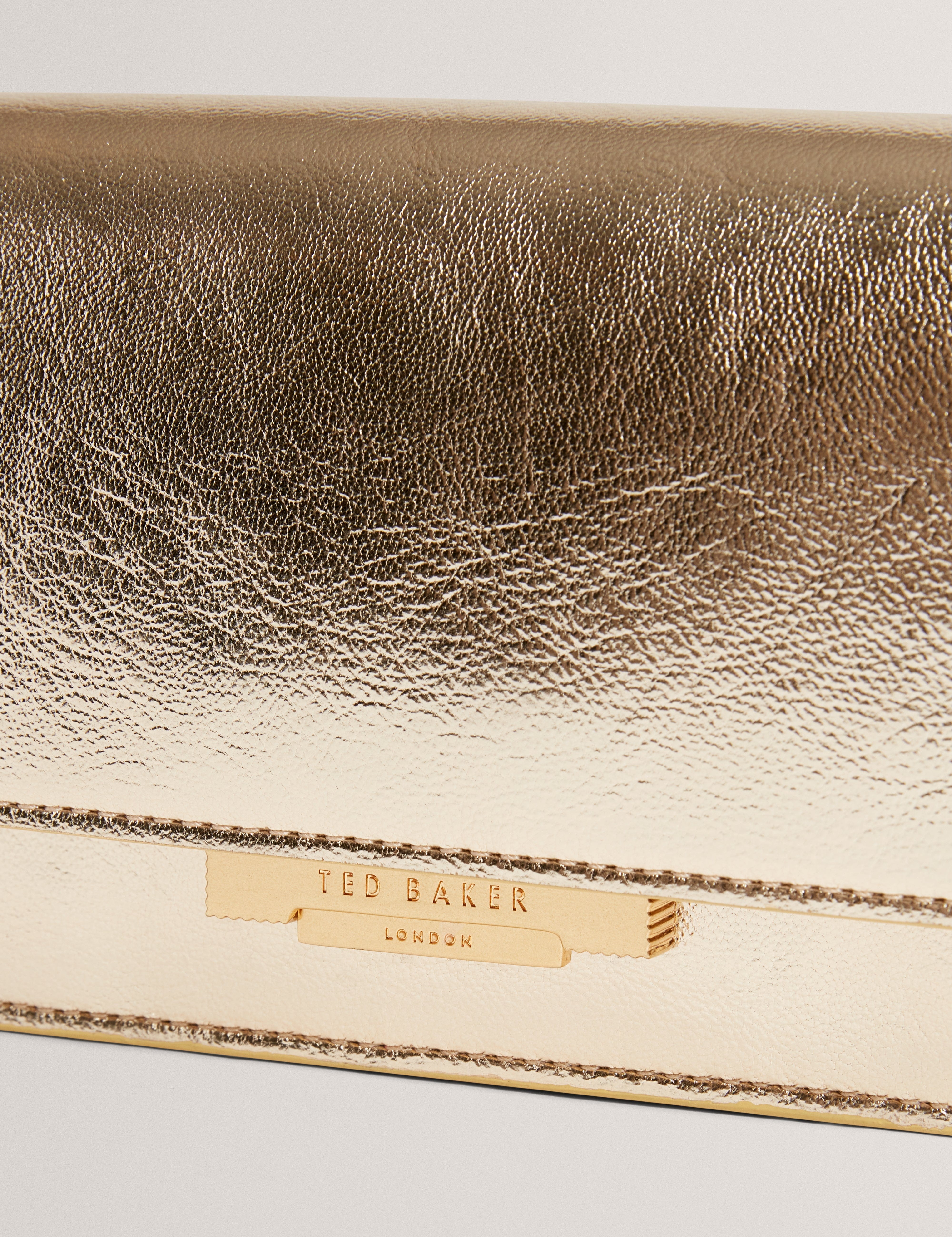 Ted Baker Mahiria Lock Detail Purse On A Chain Gold