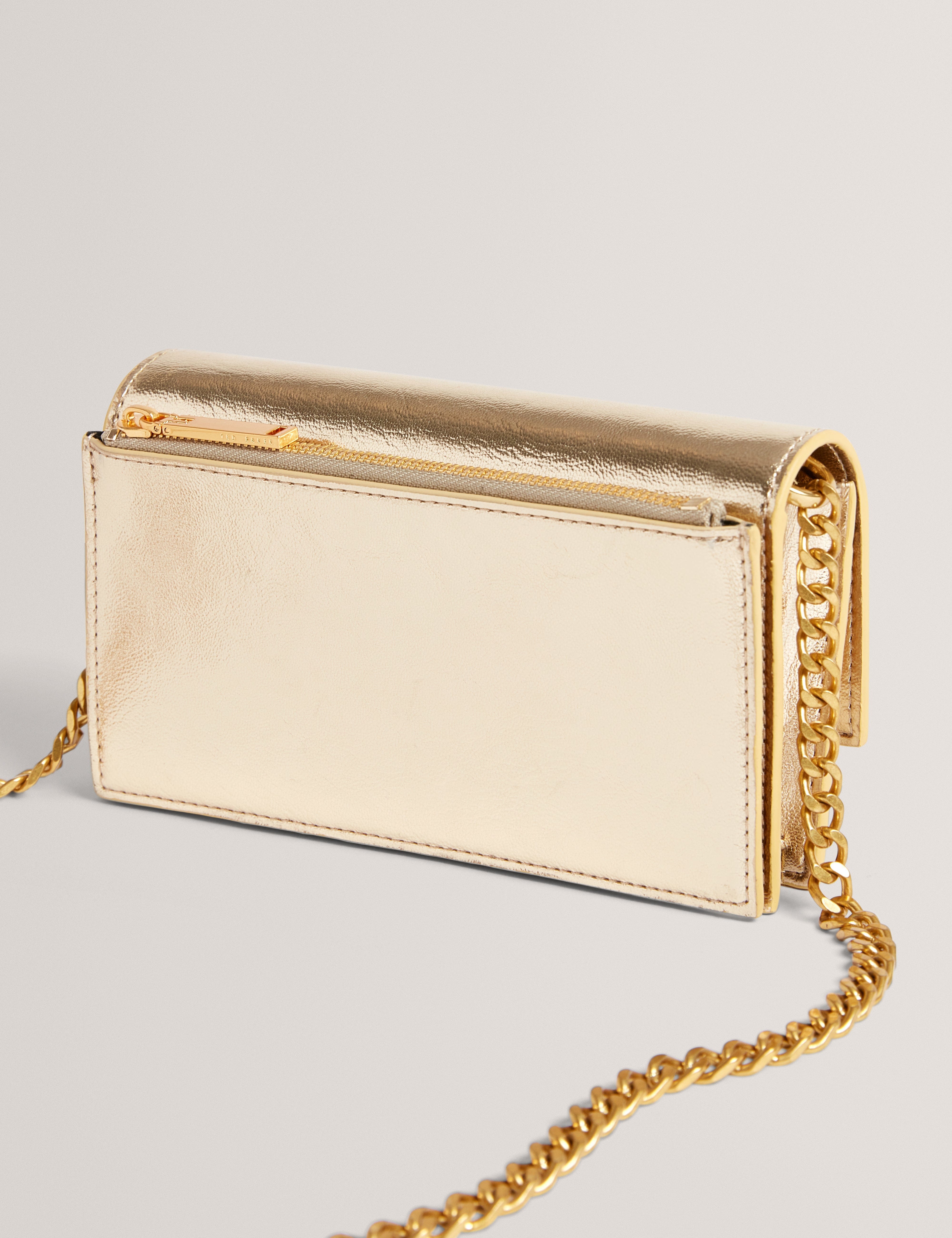 Ted Baker Mahiria Lock Detail Purse On A Chain Gold