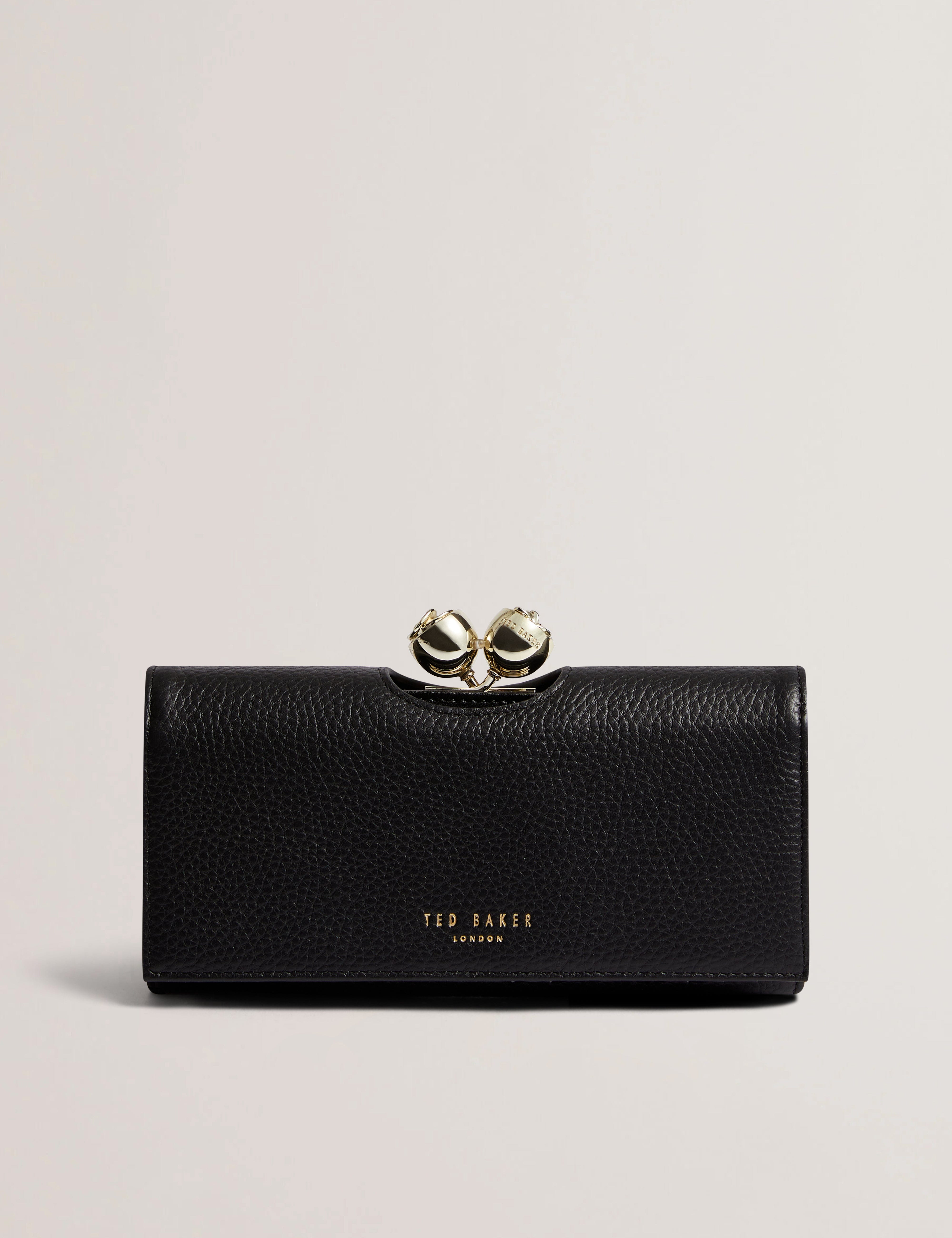 Ted Baker Roosali Rose Detail Leather Large Bobble Purse Black