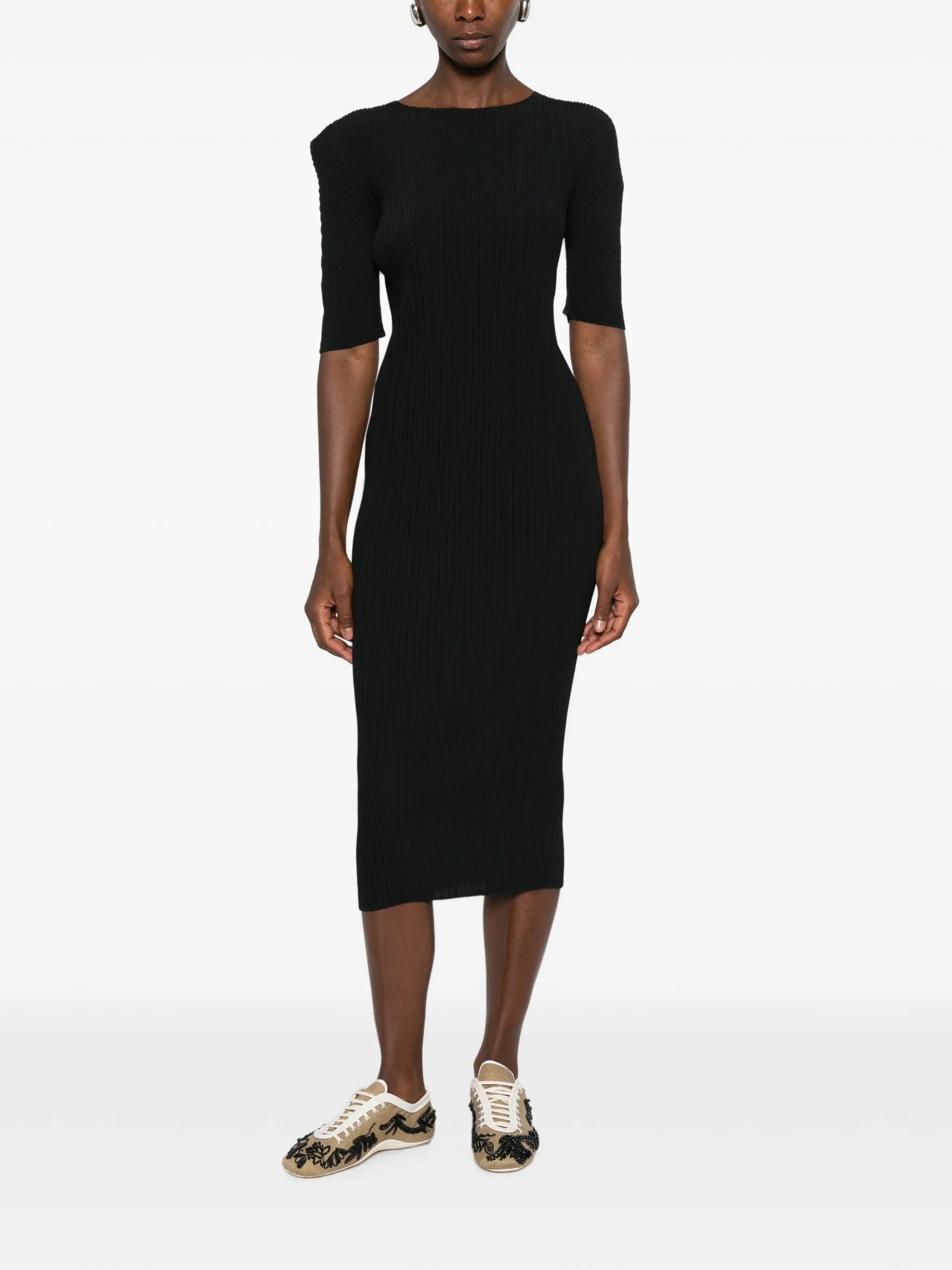 Issey Miyake box - shoulder pleats midi dress