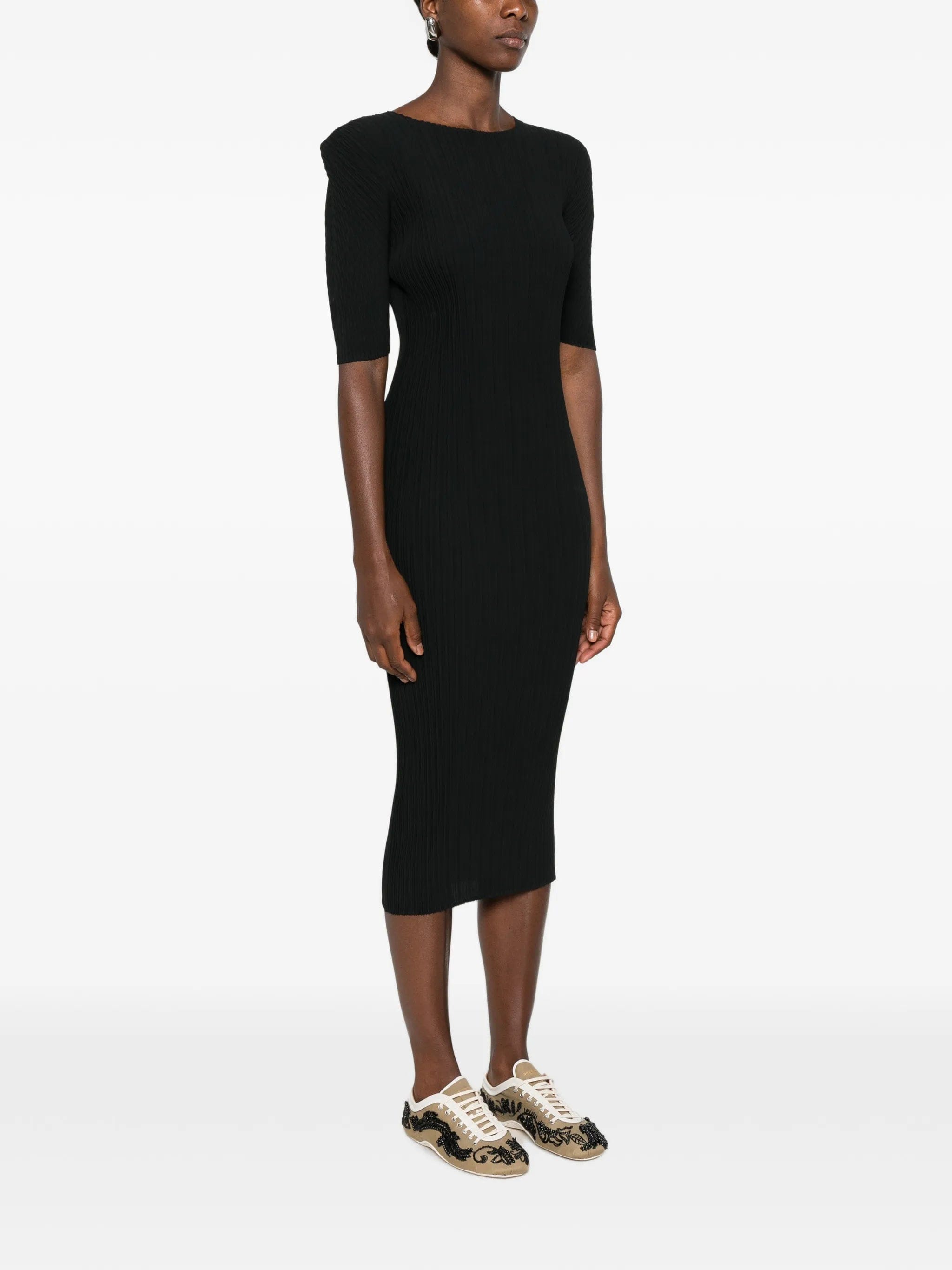 Issey Miyake box - shoulder pleats midi dress