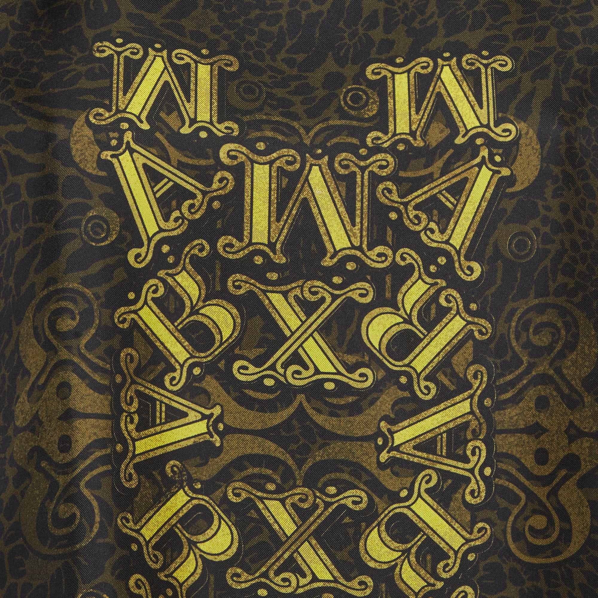 Max Mara Black/green Leopard Print Silk Top