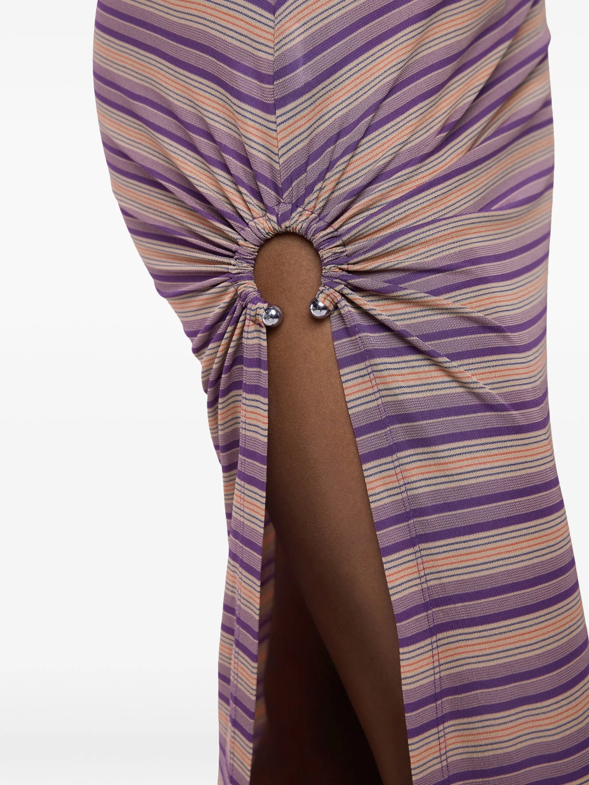 Rabanne piercing - detail striped maxi skirt