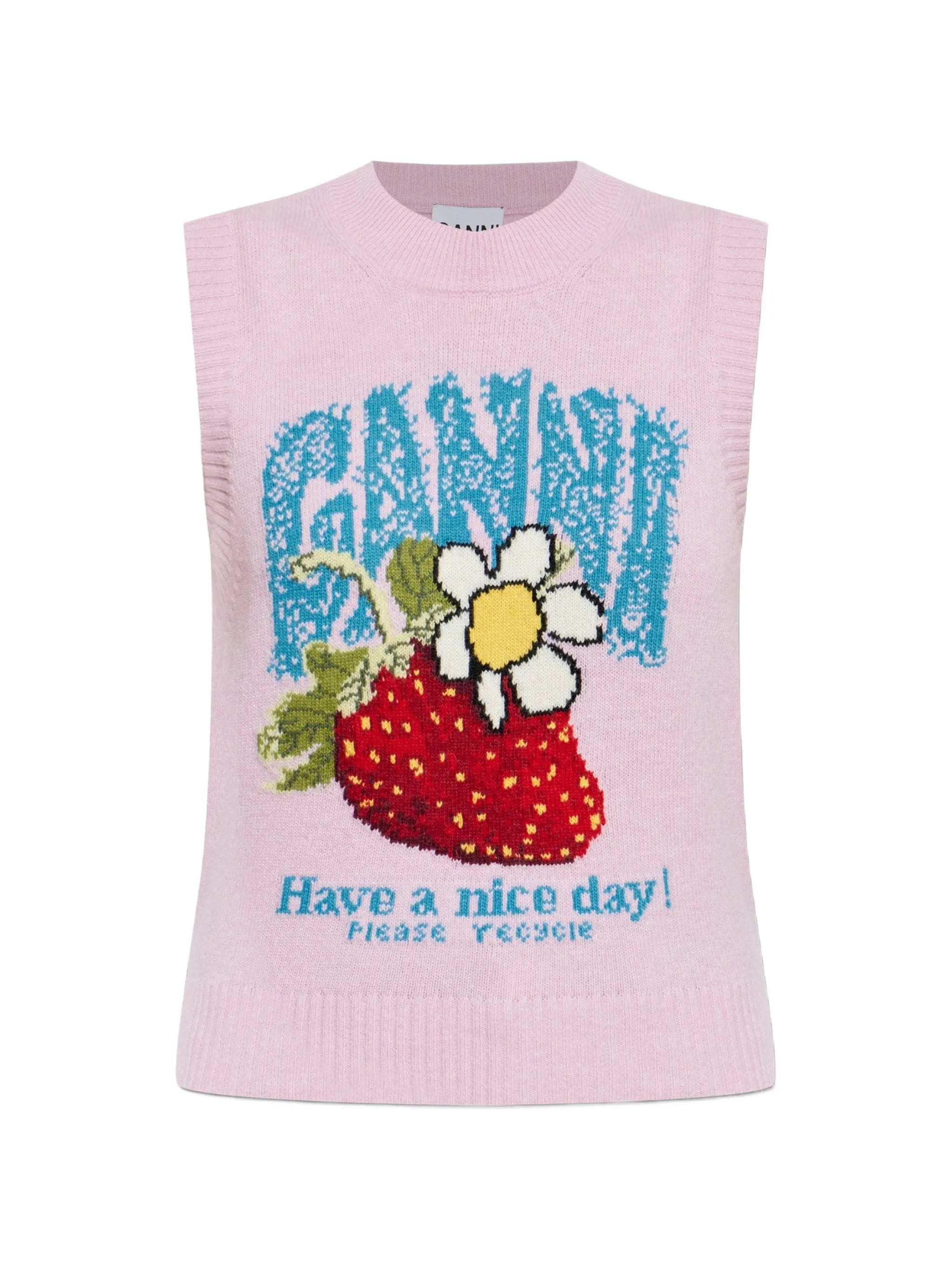 GANNI strawberry intarsia - knit vest