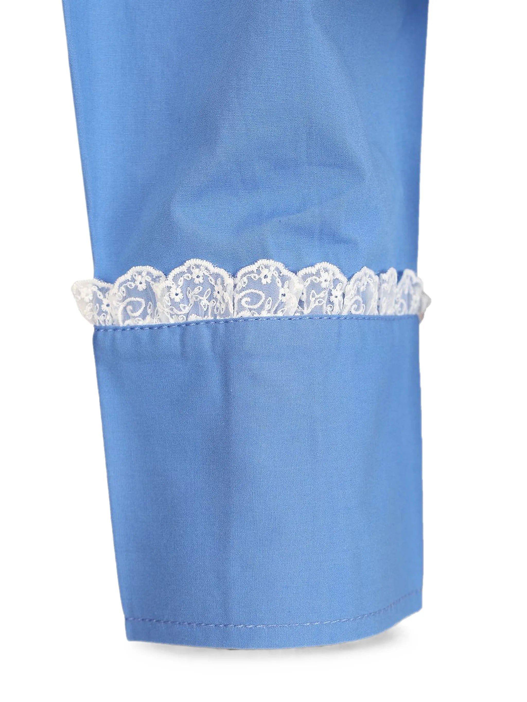 GANNI lace - trim crop shirt