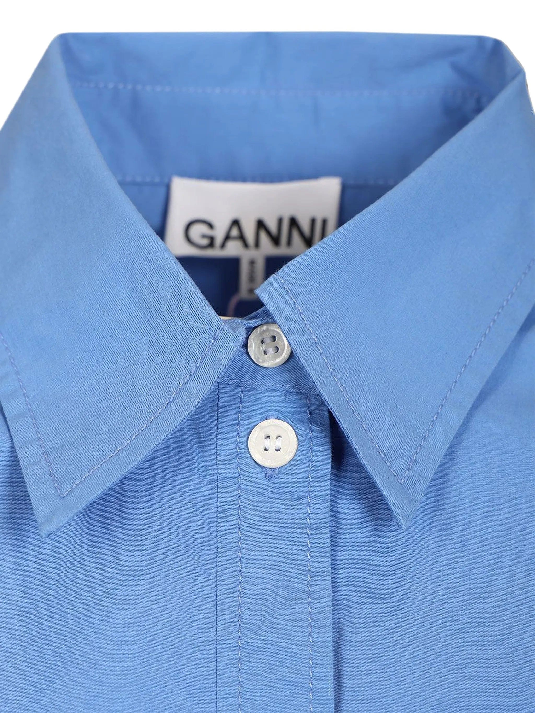 GANNI lace - trim crop shirt