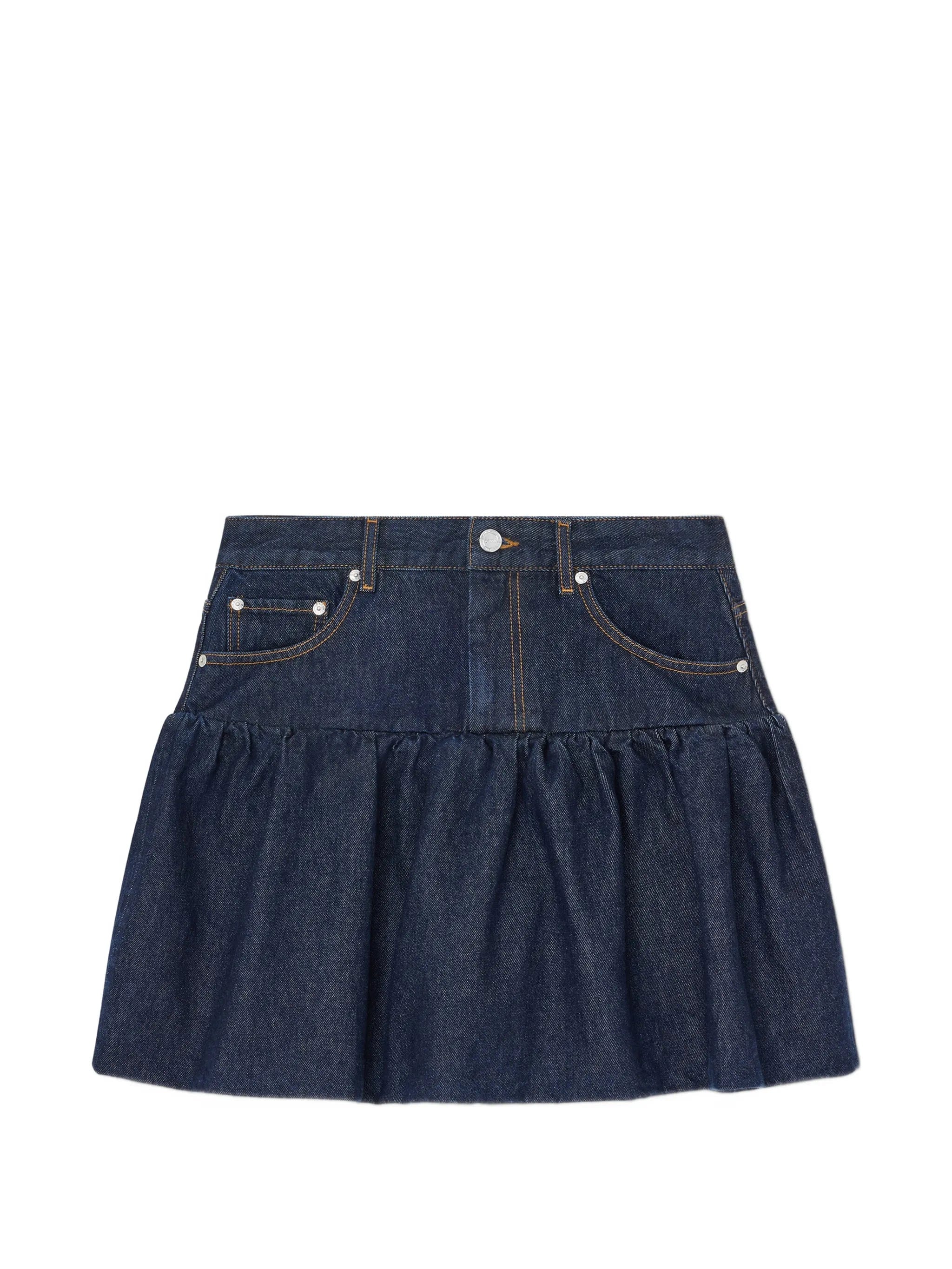 GANNI ruffled denim mini skirt