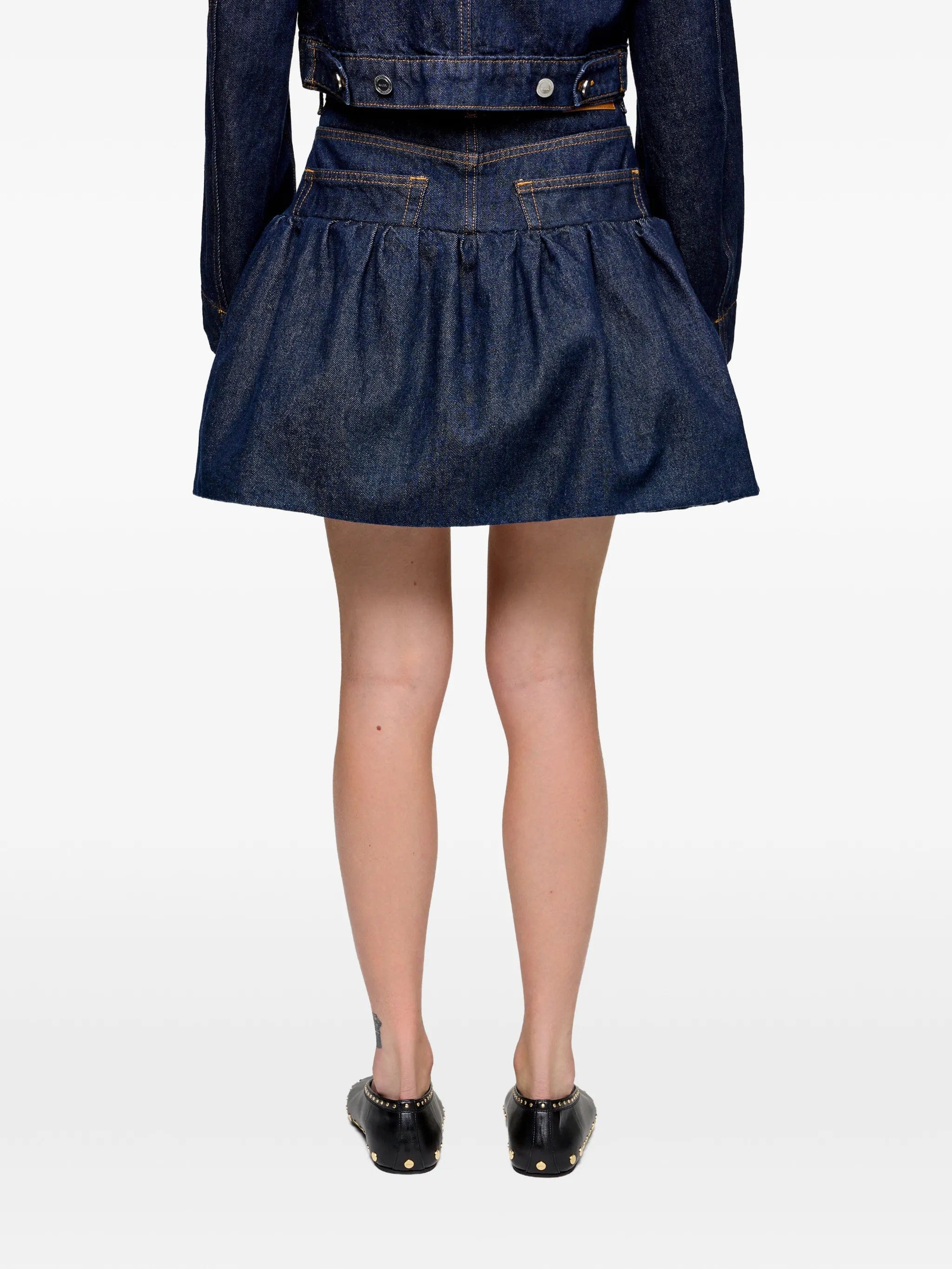 GANNI ruffled denim mini skirt