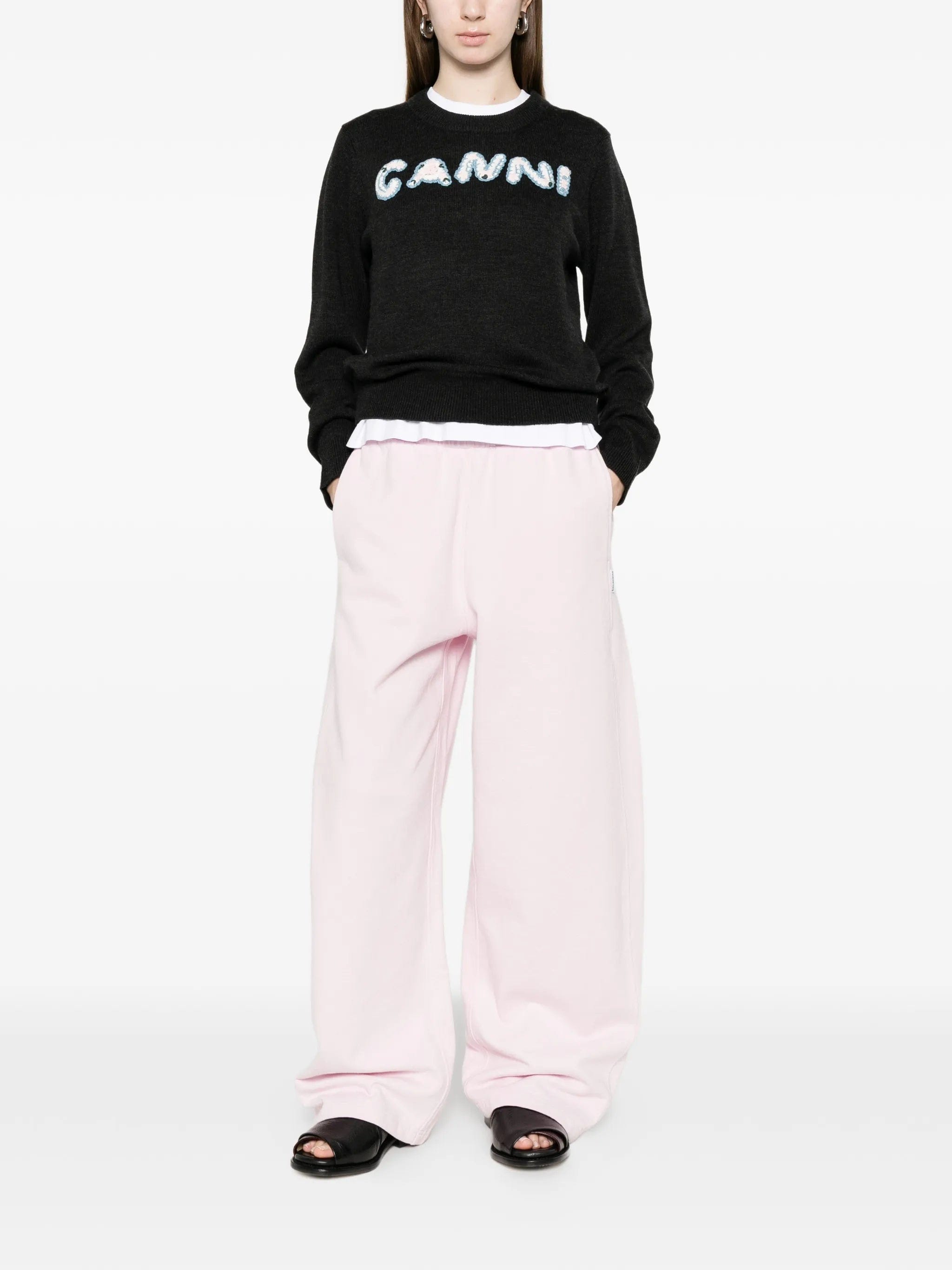 GANNI appliqué crew neck knitwear