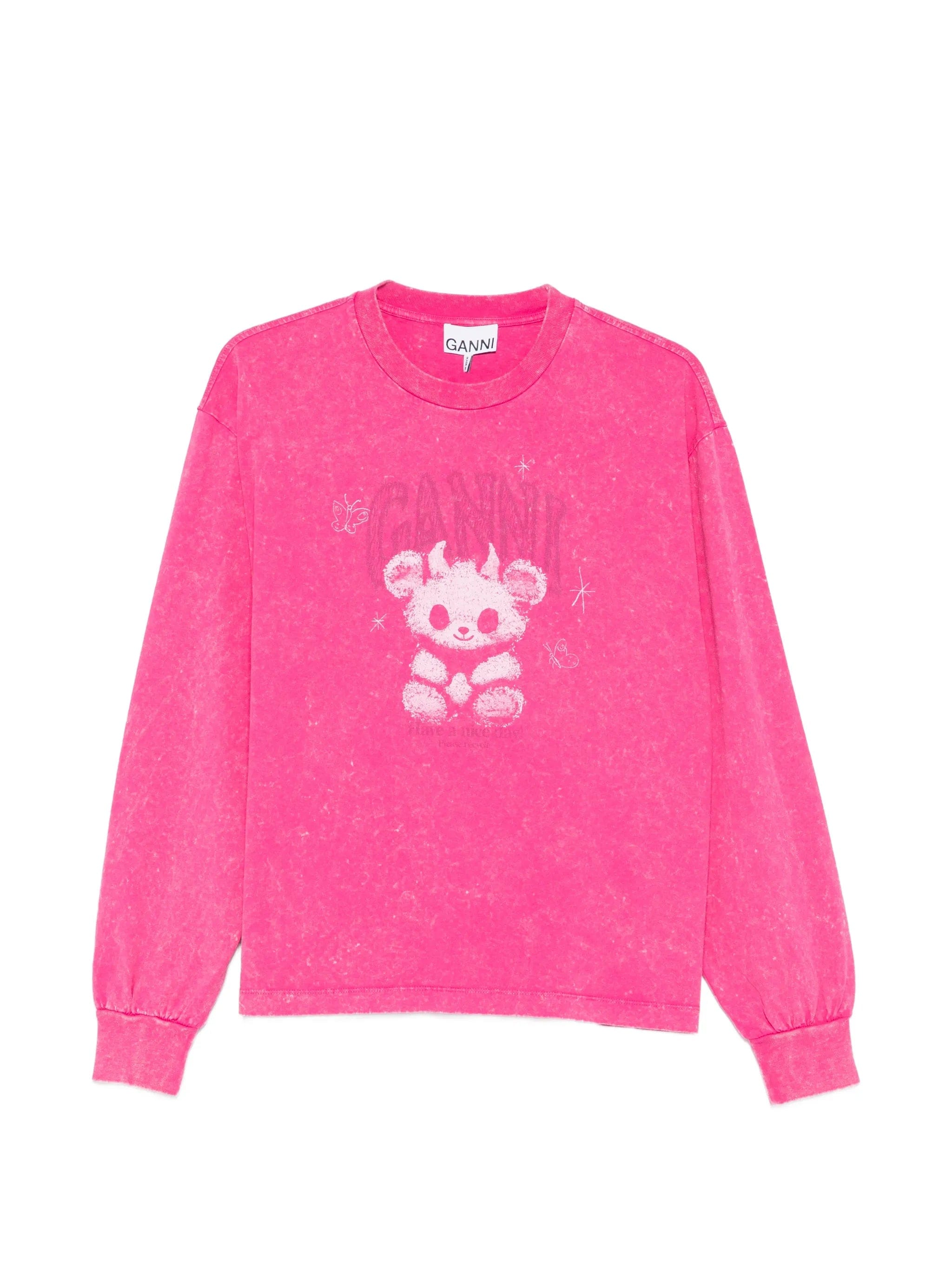 GANNI graphic long - sleeve T - shirt