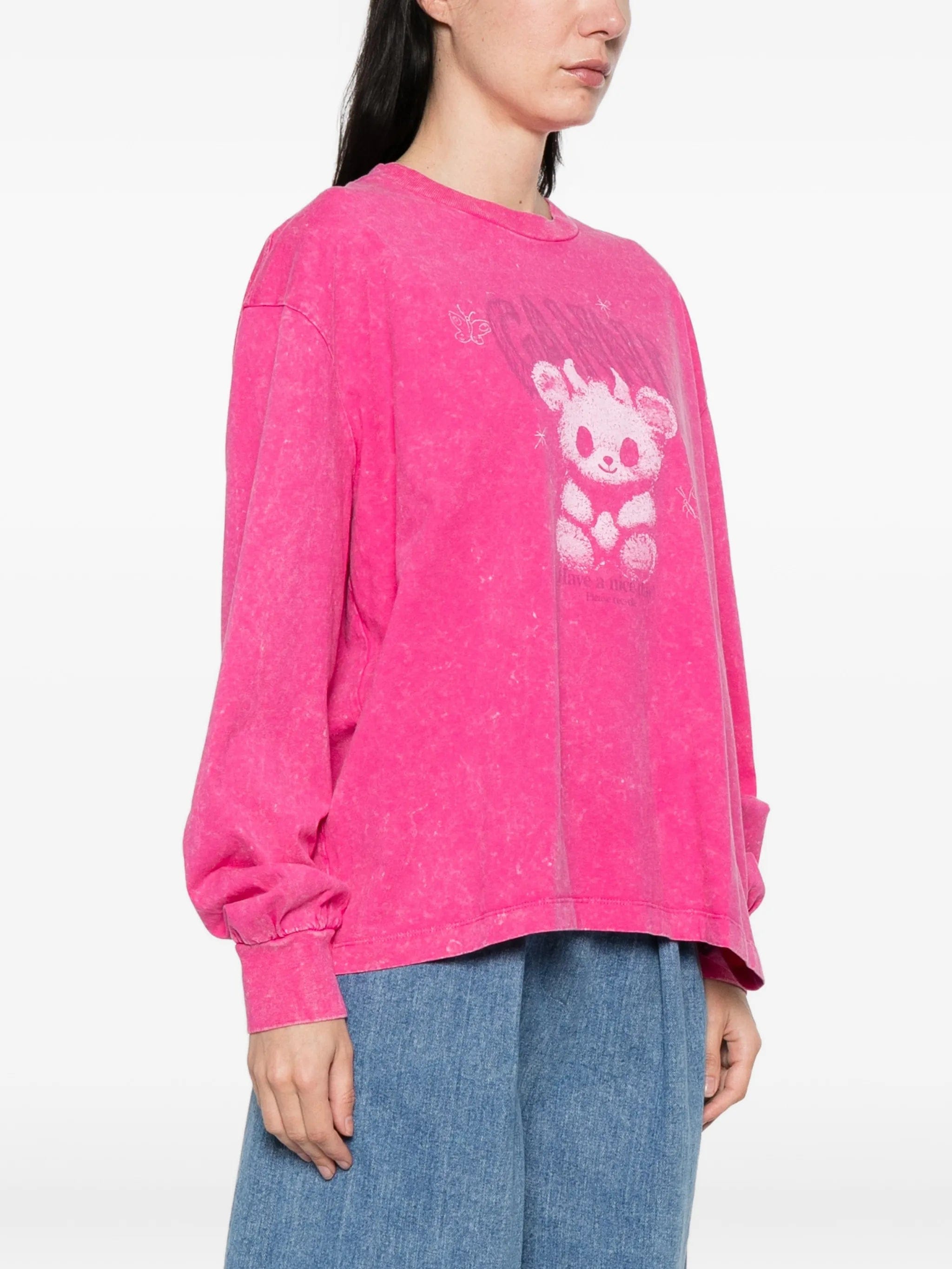 GANNI graphic long - sleeve T - shirt