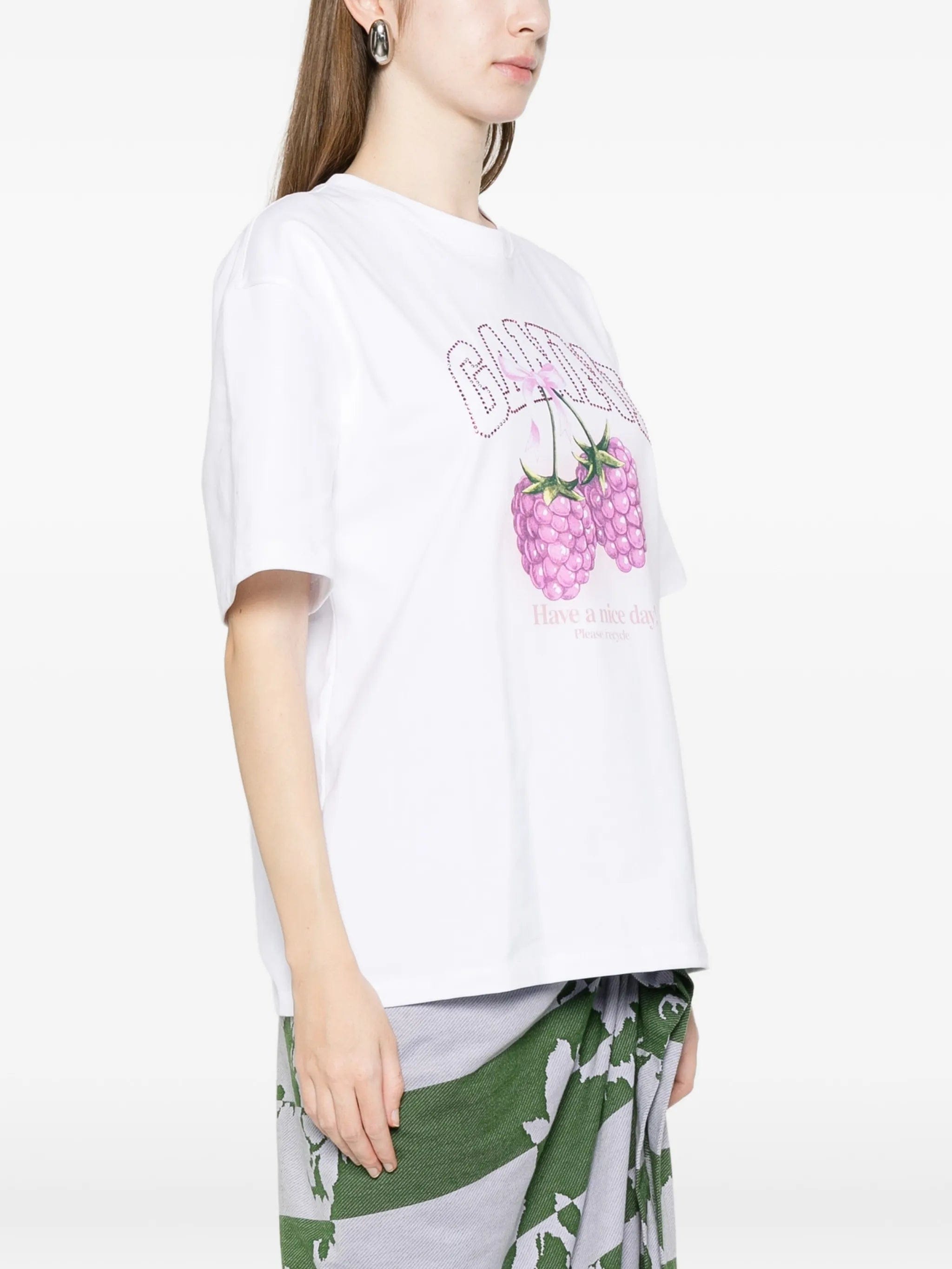 GANNI raspberry graphic T - shirt