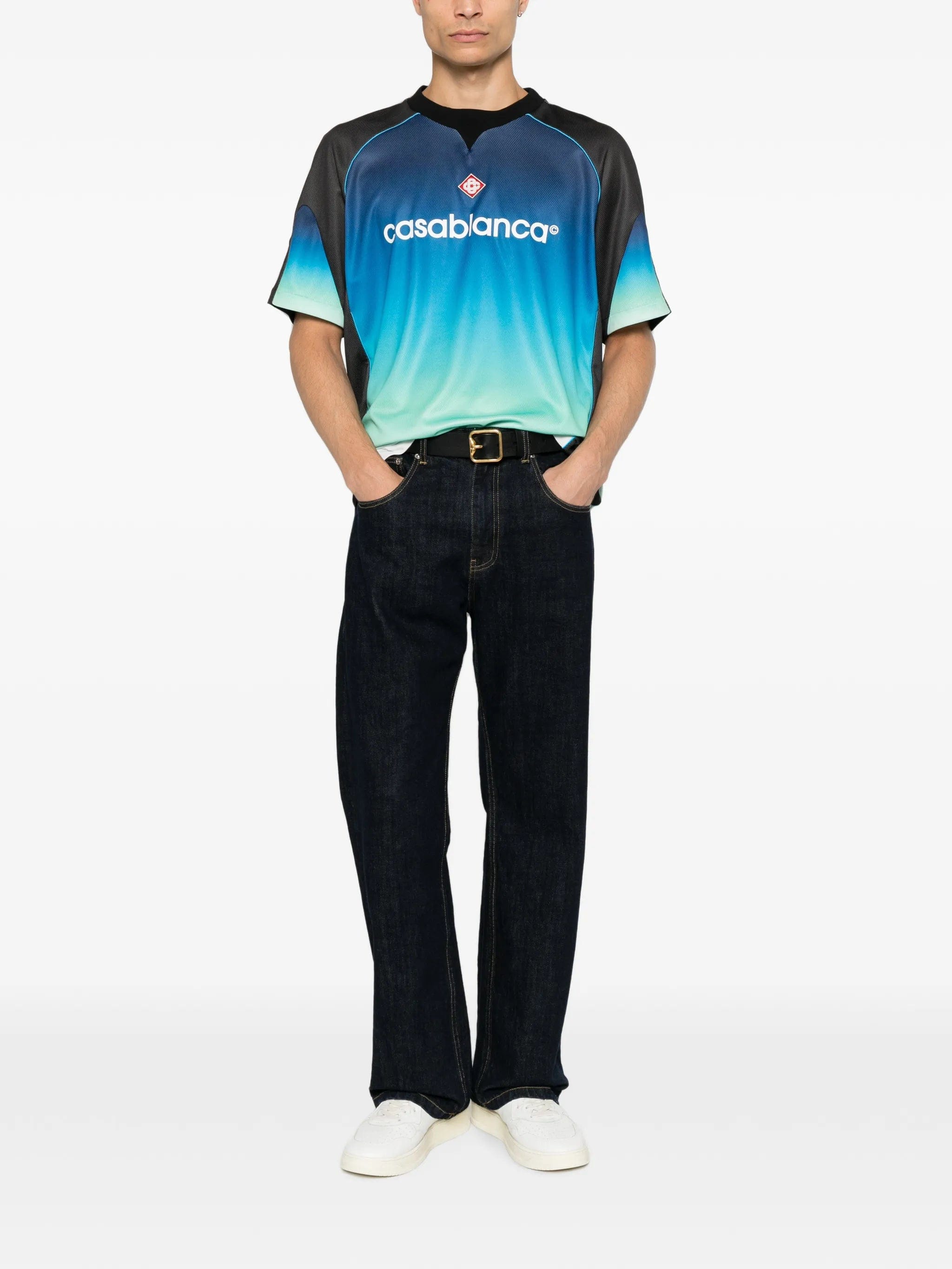 Casablanca logo - print gradient T - shirt