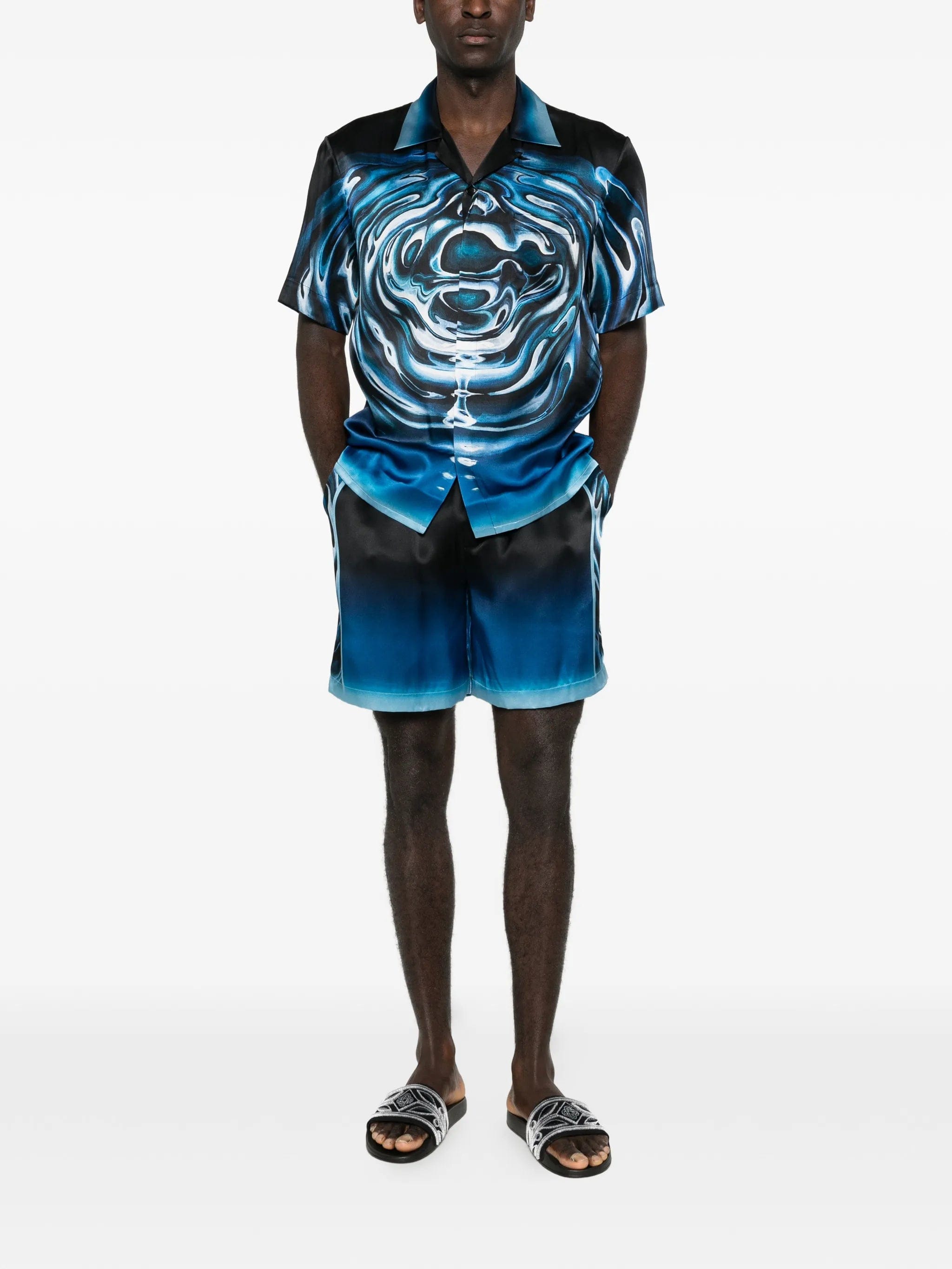 Casablanca warped logo silk shorts