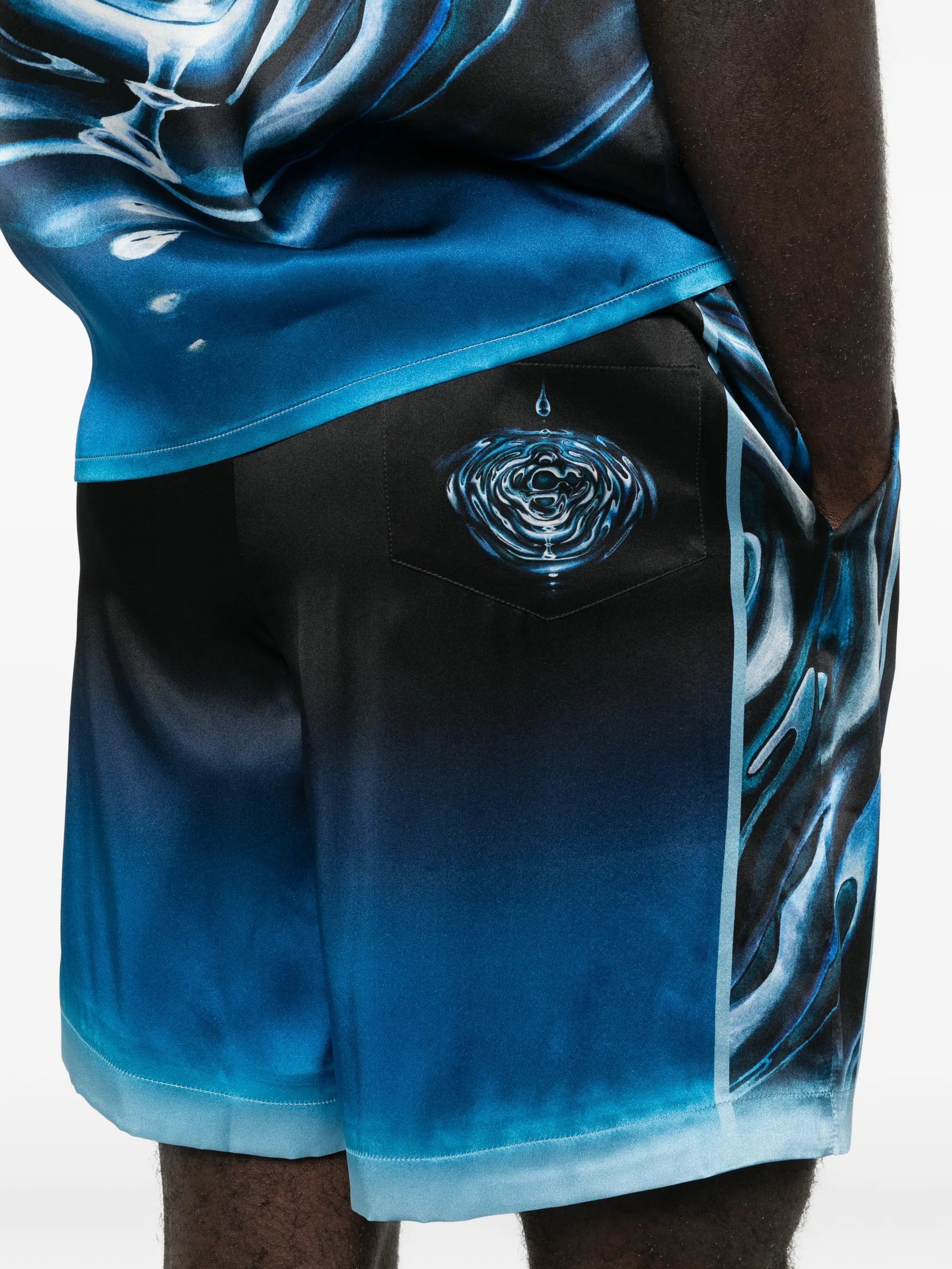Casablanca warped logo silk shorts
