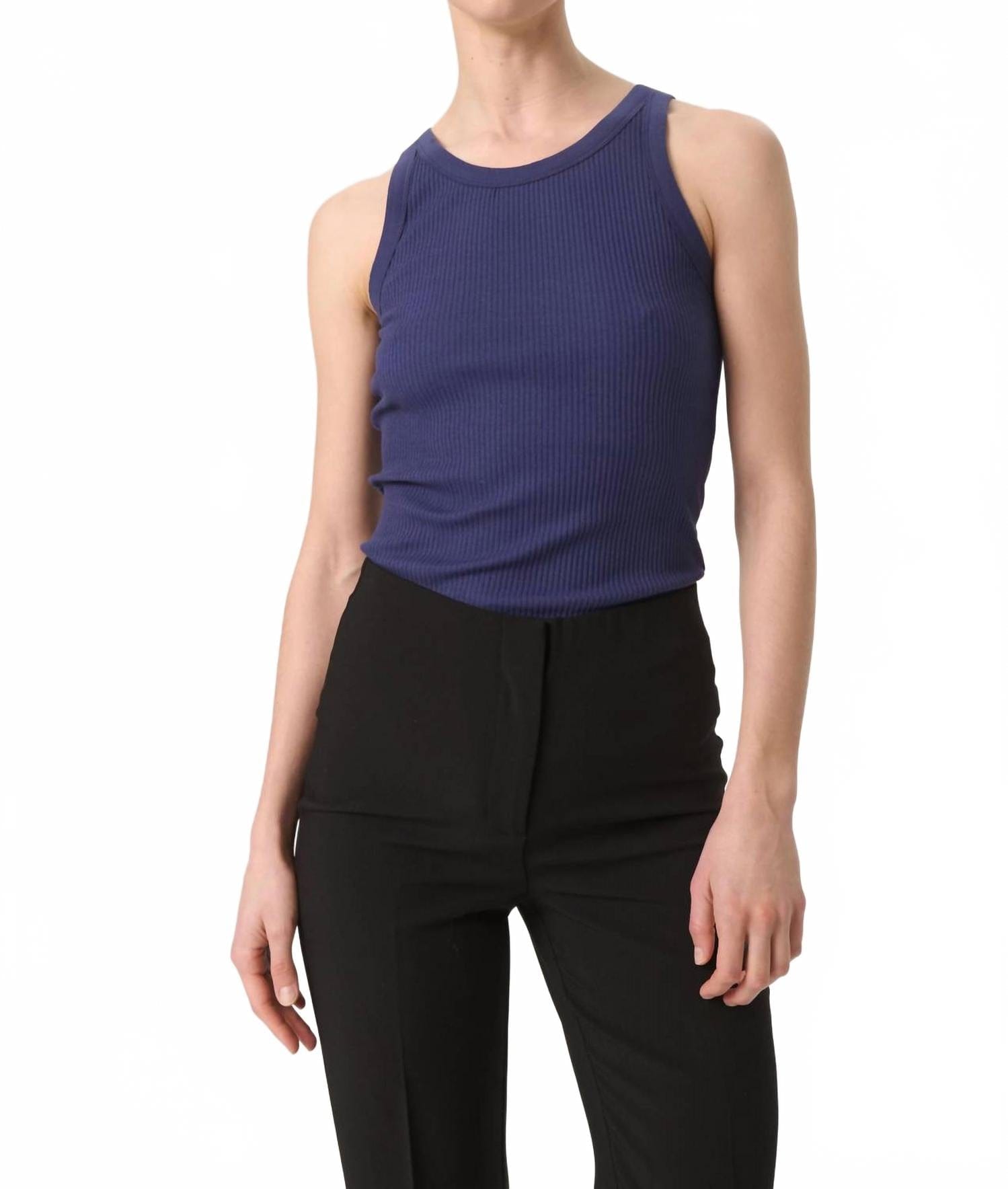 PATRIÒT Simone Rib Jersey Slim Fit Tank Top In Patriot Blue