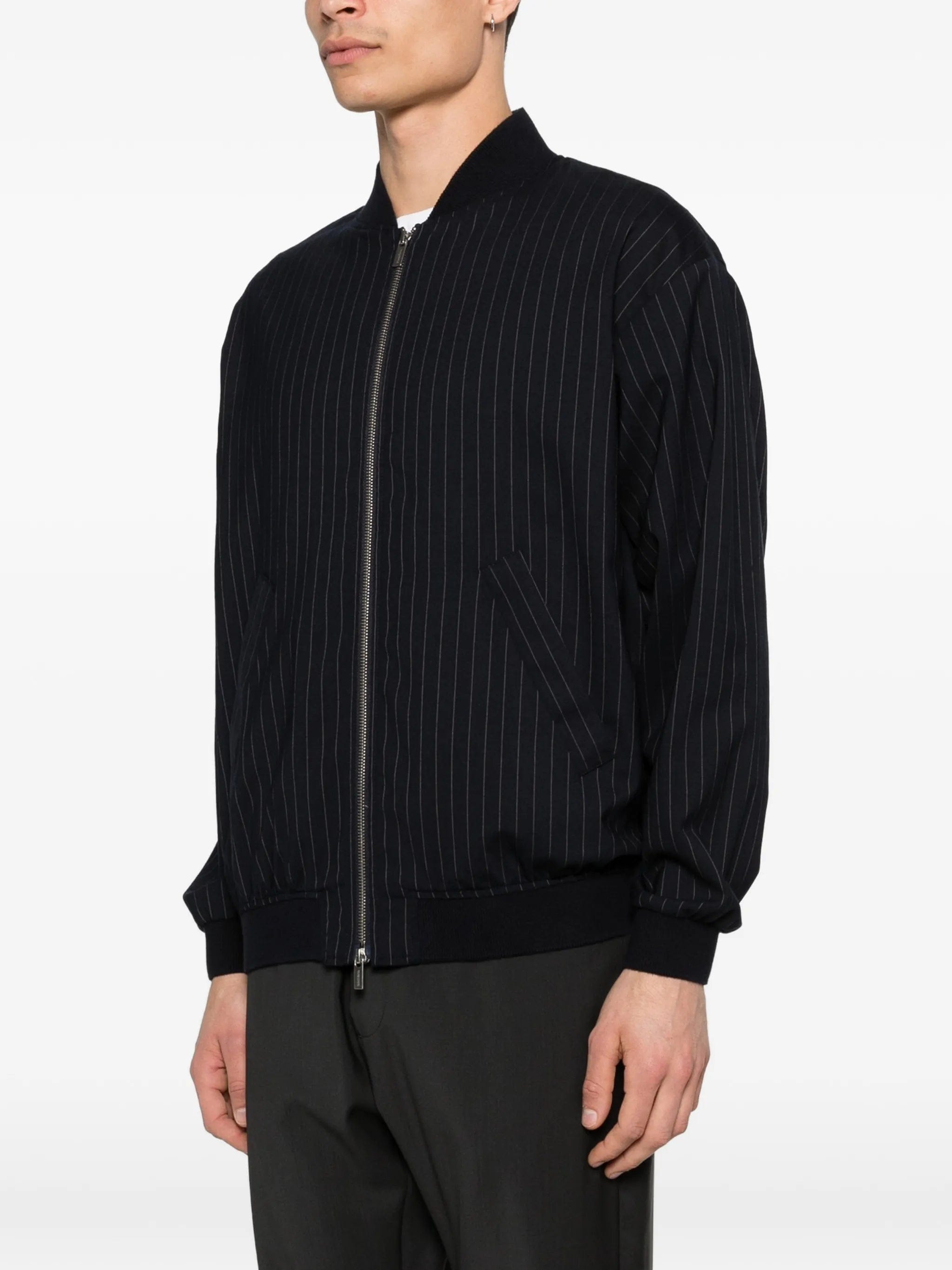 Barena pinstripe zip - up bomber jacket