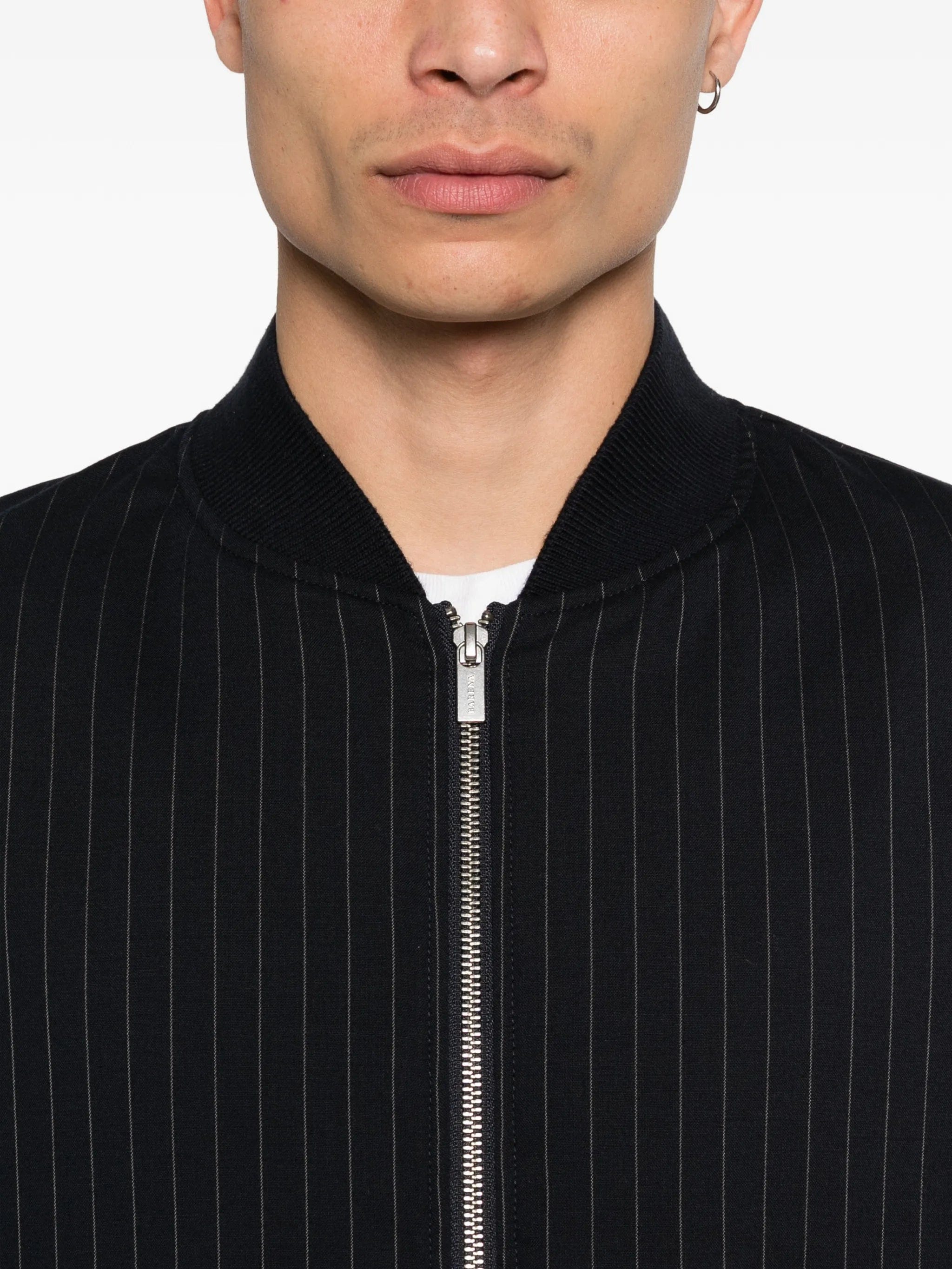 Barena pinstripe zip - up bomber jacket