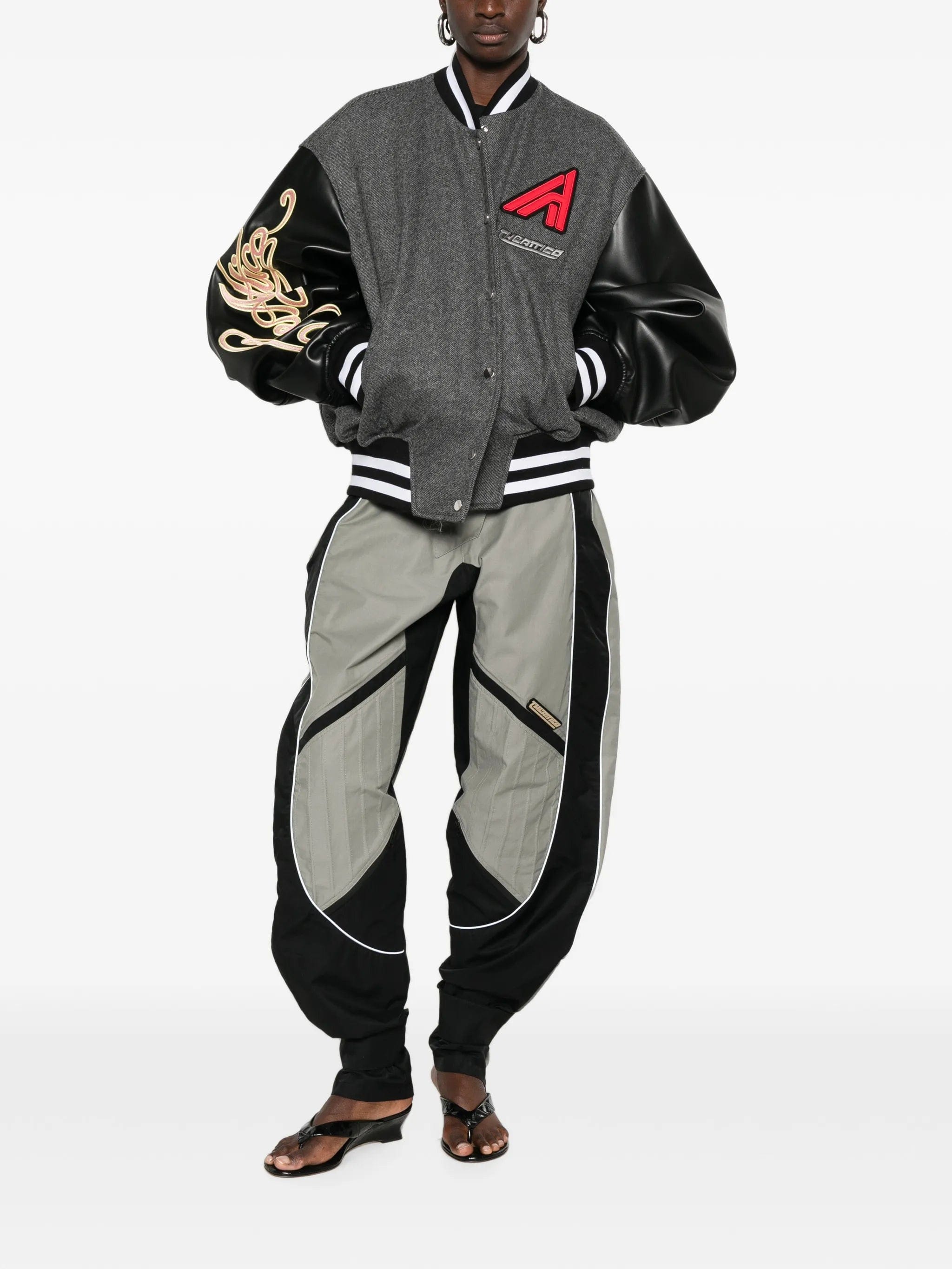 The Attico logo - patch panelled bomber jacket