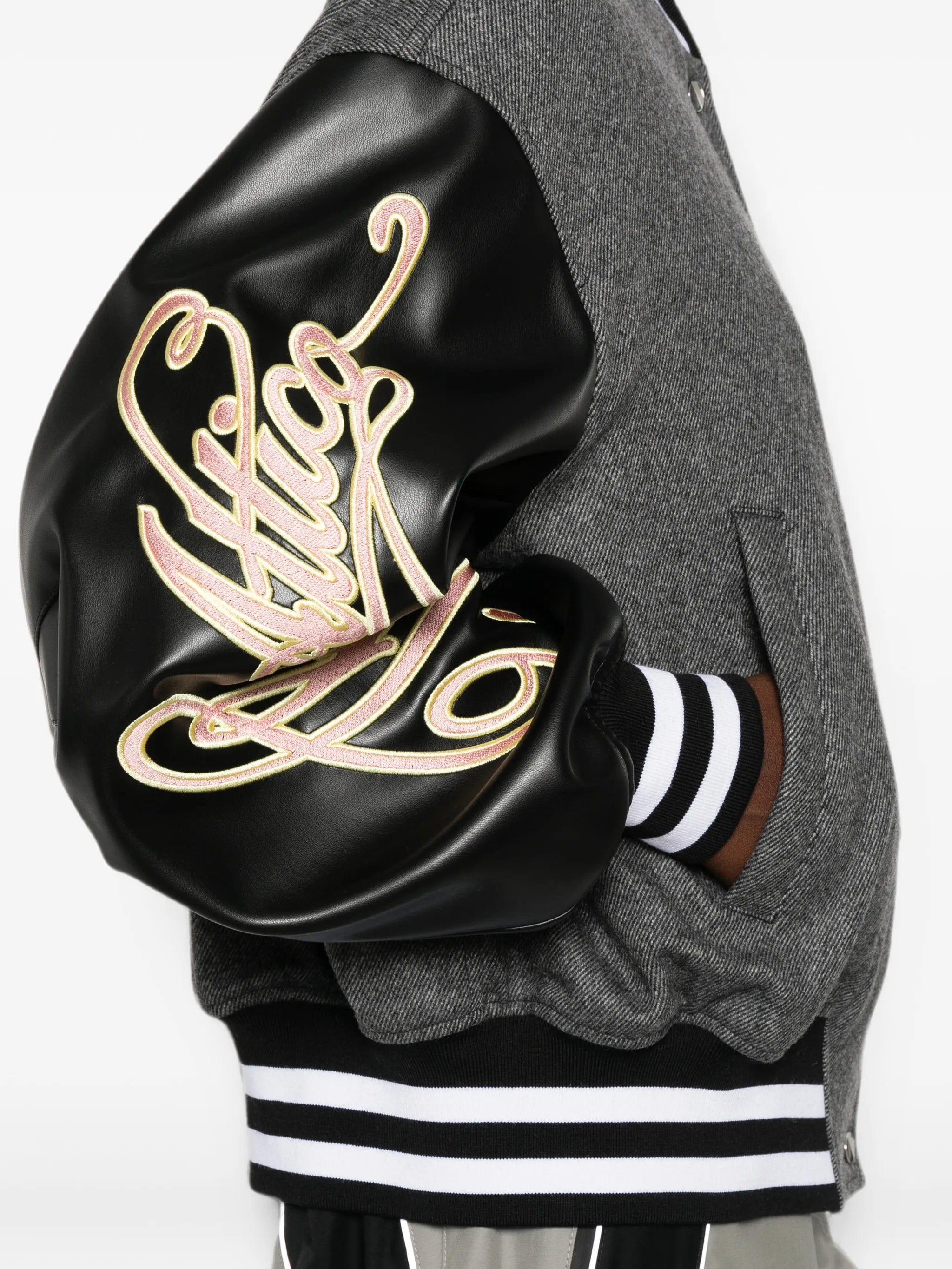 The Attico logo - patch panelled bomber jacket
