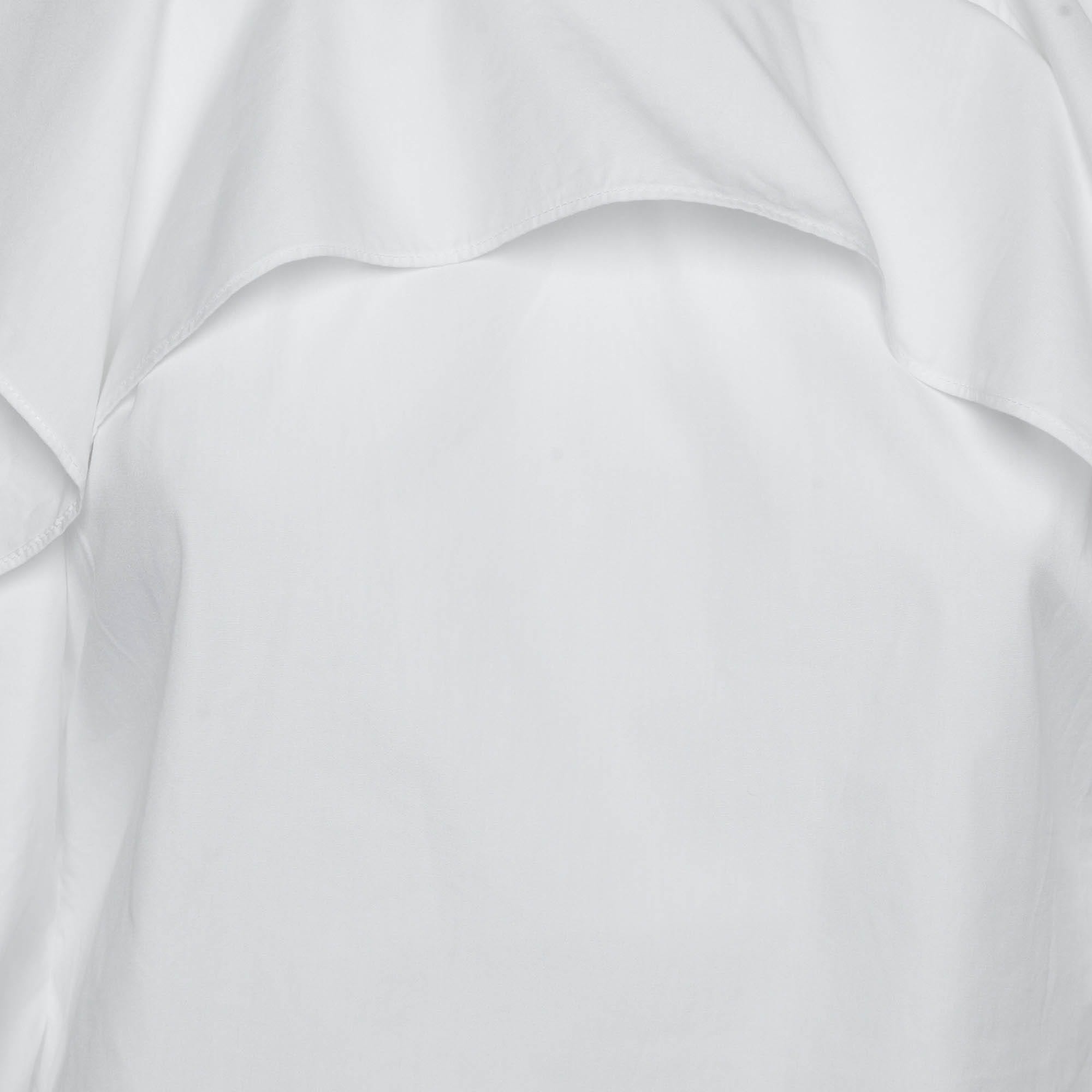 Lauren Ralph Lauren White Cotton Ruffled Sleeveless Top