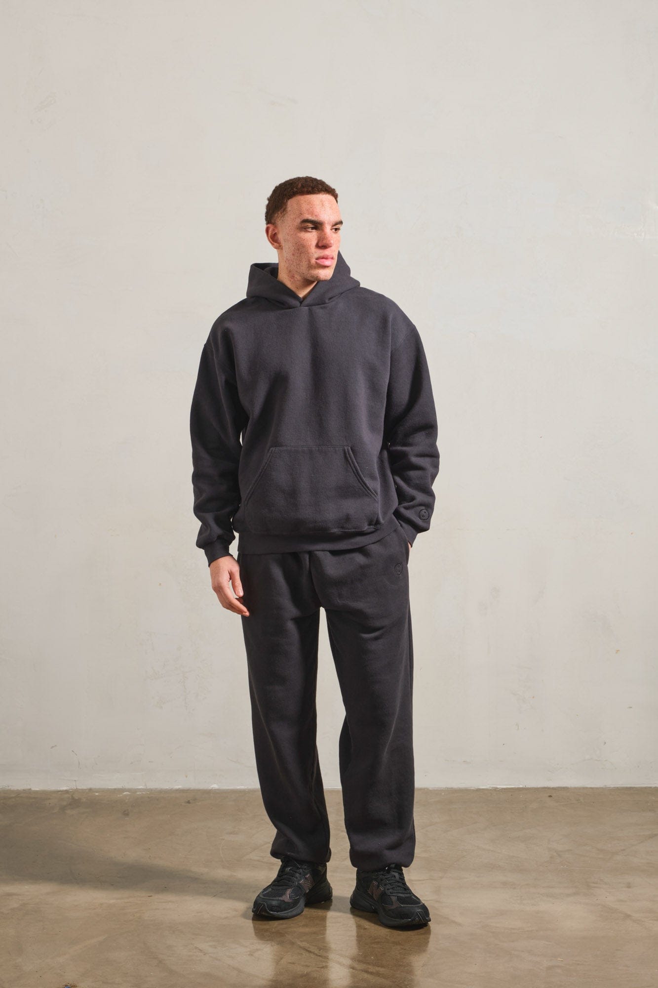 Essentials Vintage Washed Hoodie & Jogger Set - Black