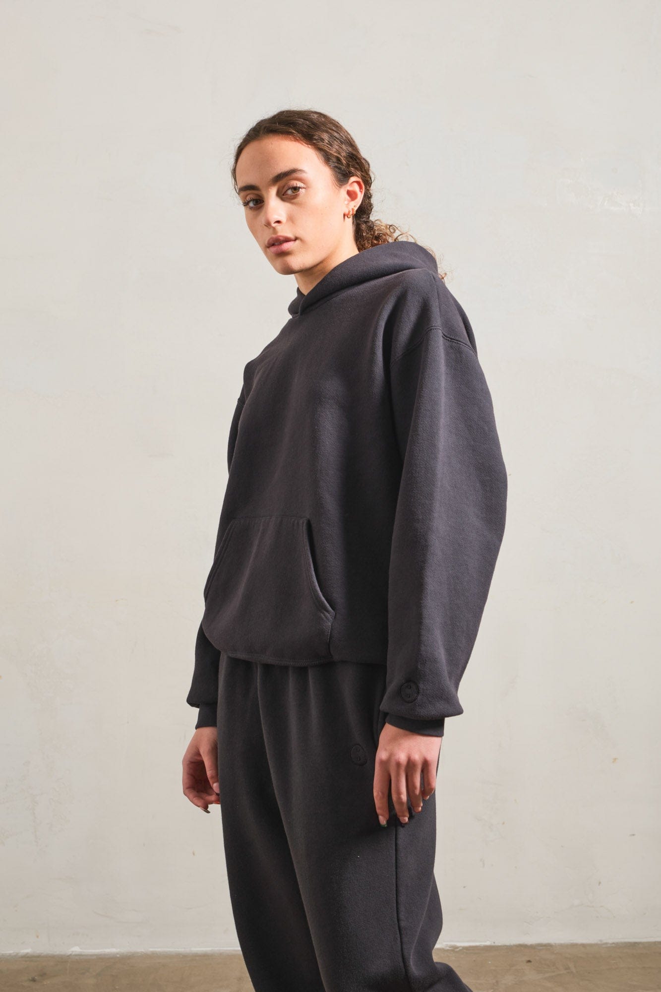 Essentials Vintage Washed Hoodie & Jogger Set - Black