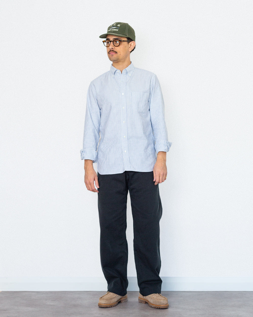 Beams Plus Oxford Candy Stripe Shirt - Blue