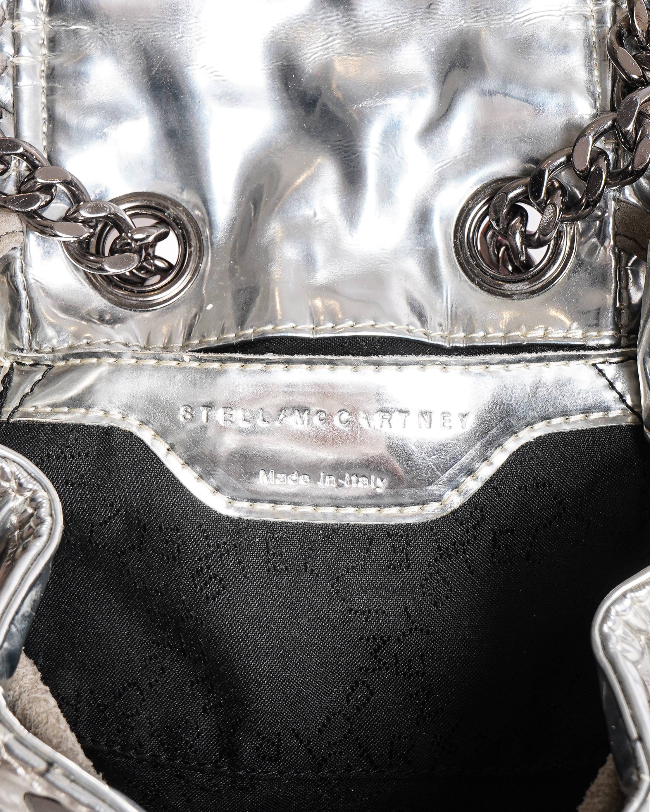 Stella Mccartney Falabella Mini - Quilted Backpack in Silvery Metallic